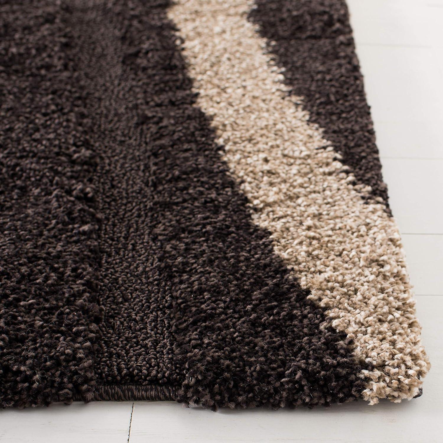 image:imageSAFAVIEH Area Rug 8x10 Florida Shag Collection Large Dark Brown amp Beige Stripe Design NonShedding amp Easy Cleaning Plush Thick Pile Ideal for Living Room Bedroom Dining Space SG4512813