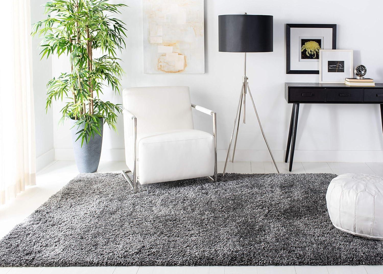 image:imageSAFAVIEH Area Rug 8x10 Fontana Shag Collection Large Grey Solid Pattern NonShedding amp Easy Cleaning Ultra Plush Thick Pile Ideal for Living Room Bedroom Dining Space FNT800FSilver