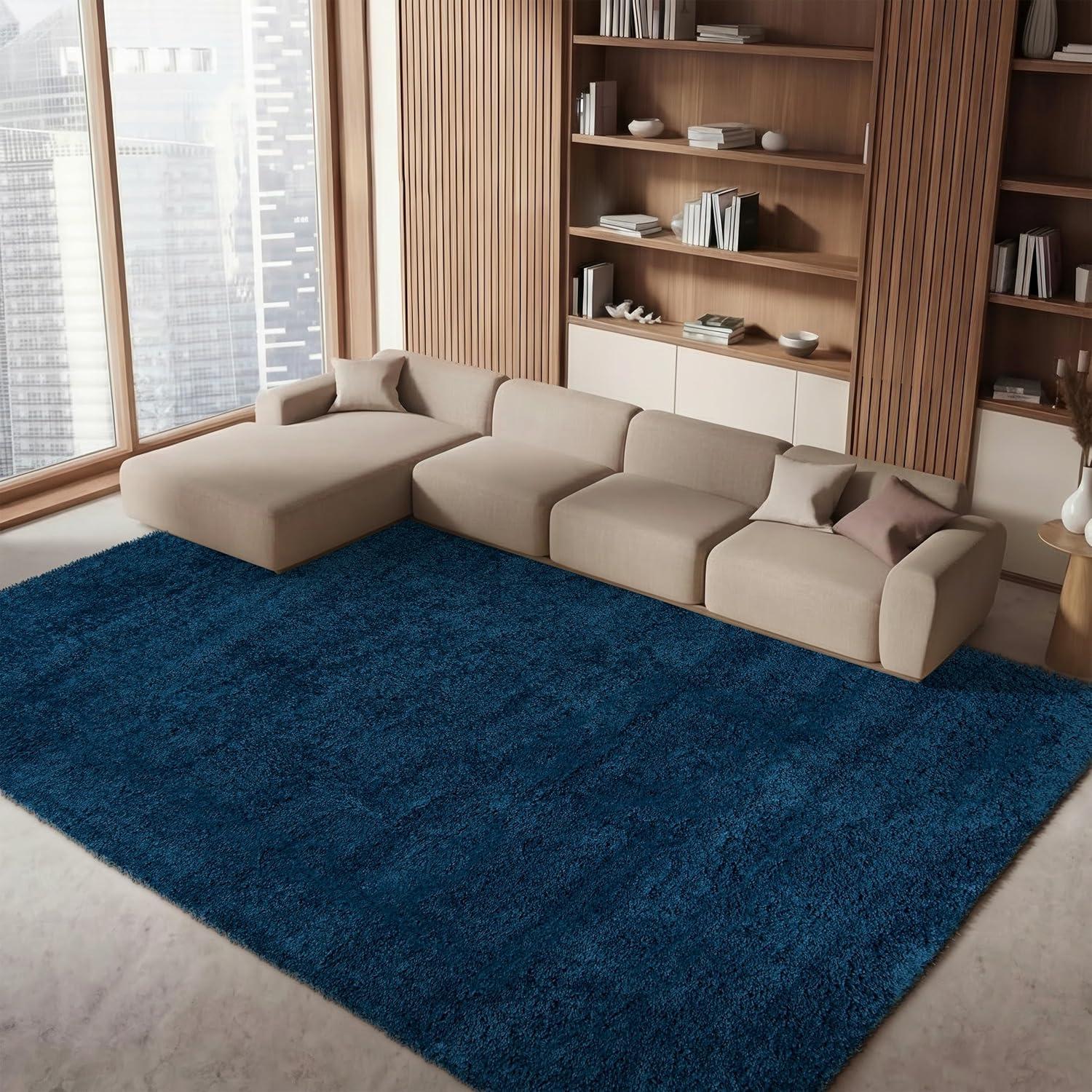 image:imageSAFAVIEH Area Rug 8x10 Fontana Shag Collection Large Grey Solid Pattern NonShedding amp Easy Cleaning Ultra Plush Thick Pile Ideal for Living Room Bedroom Dining Space FNT800FBlue