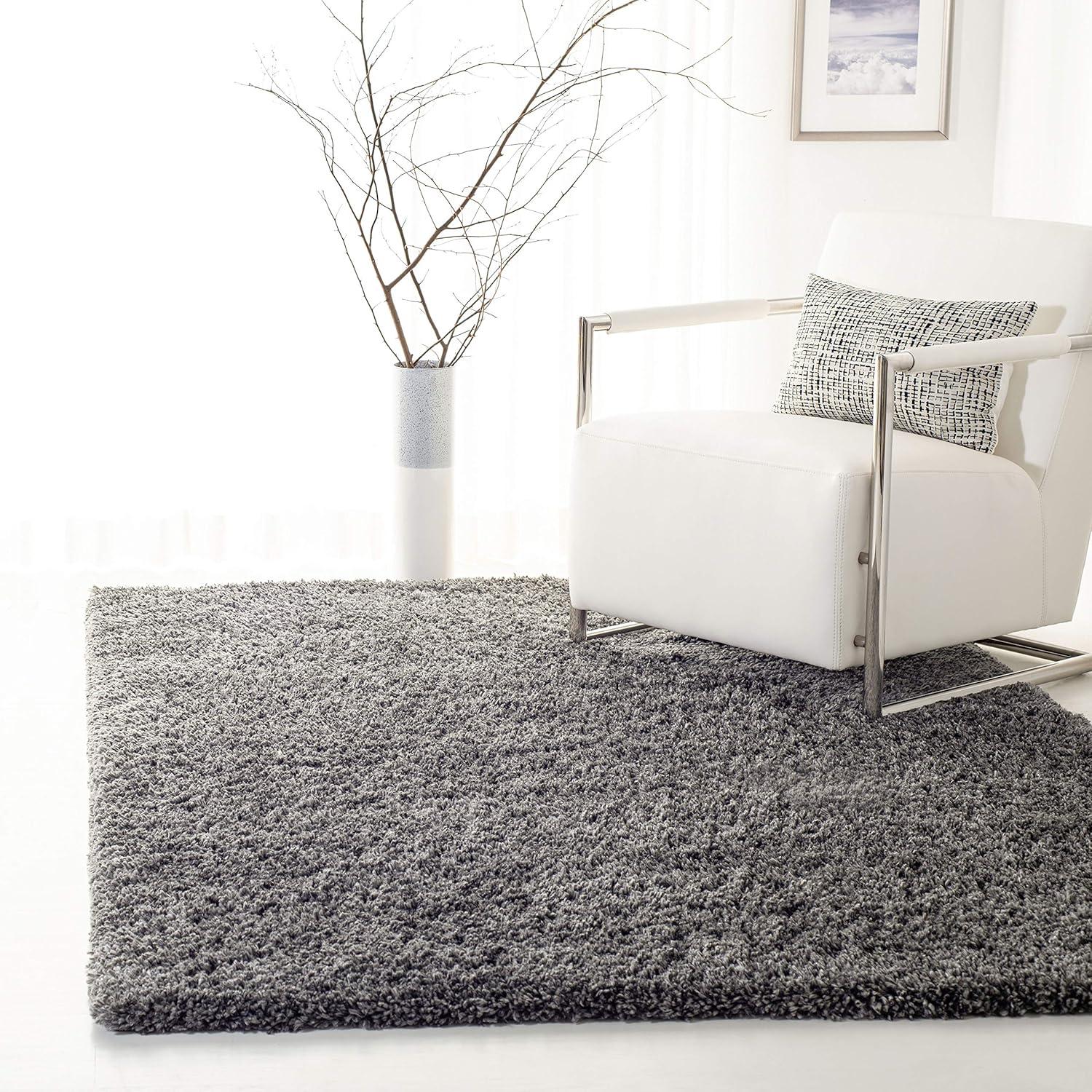 image:imageSAFAVIEH Area Rug 8x10 Fontana Shag Collection Large Grey Solid Pattern NonShedding amp Easy Cleaning Ultra Plush Thick Pile Ideal for Living Room Bedroom Dining Space FNT800FSilver