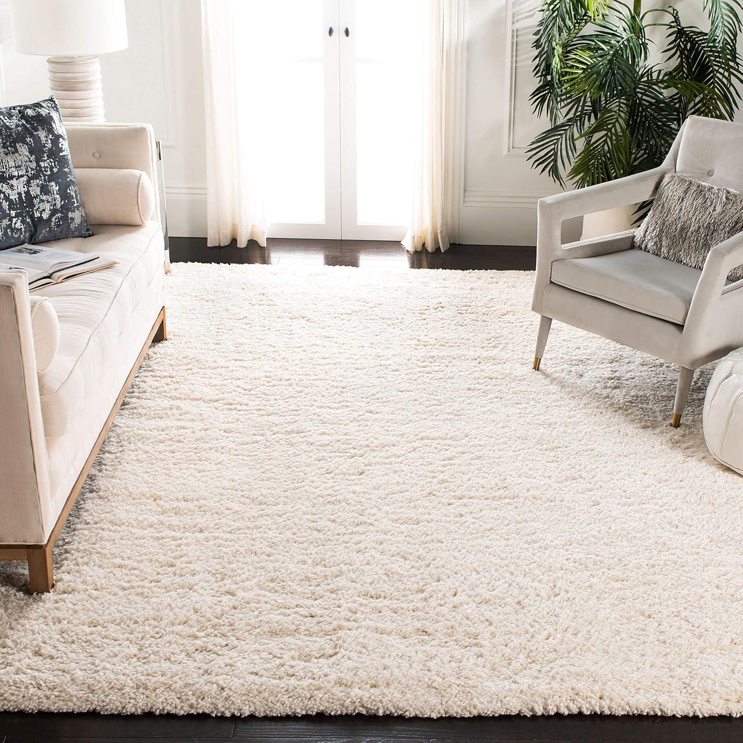 image:imageSAFAVIEH Area Rug 8x10 Fontana Shag Collection Large Grey Solid Pattern NonShedding amp Easy Cleaning Ultra Plush Thick Pile Ideal for Living Room Bedroom Dining Space FNT800FIvory