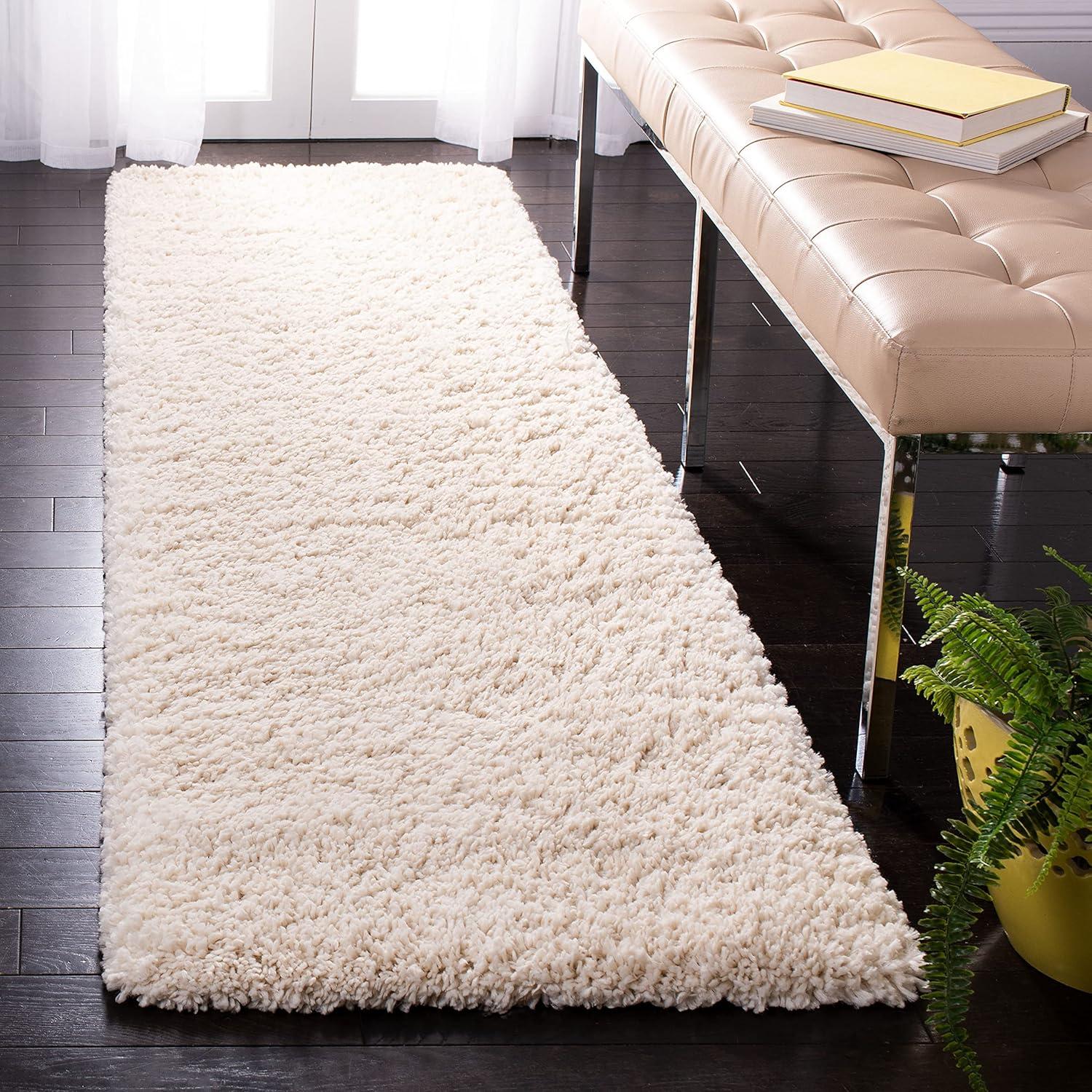 image:imageSAFAVIEH Area Rug 8x10 Fontana Shag Collection Large Grey Solid Pattern NonShedding amp Easy Cleaning Ultra Plush Thick Pile Ideal for Living Room Bedroom Dining Space FNT800FCreme