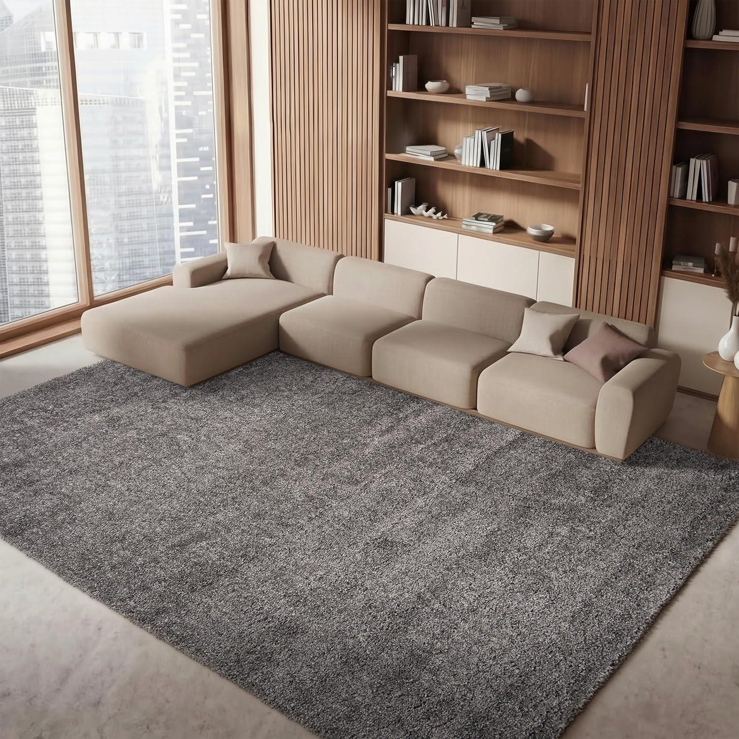 image:imageSAFAVIEH Area Rug 8x10 Fontana Shag Collection Large Grey Solid Pattern NonShedding amp Easy Cleaning Ultra Plush Thick Pile Ideal for Living Room Bedroom Dining Space FNT800FSilver