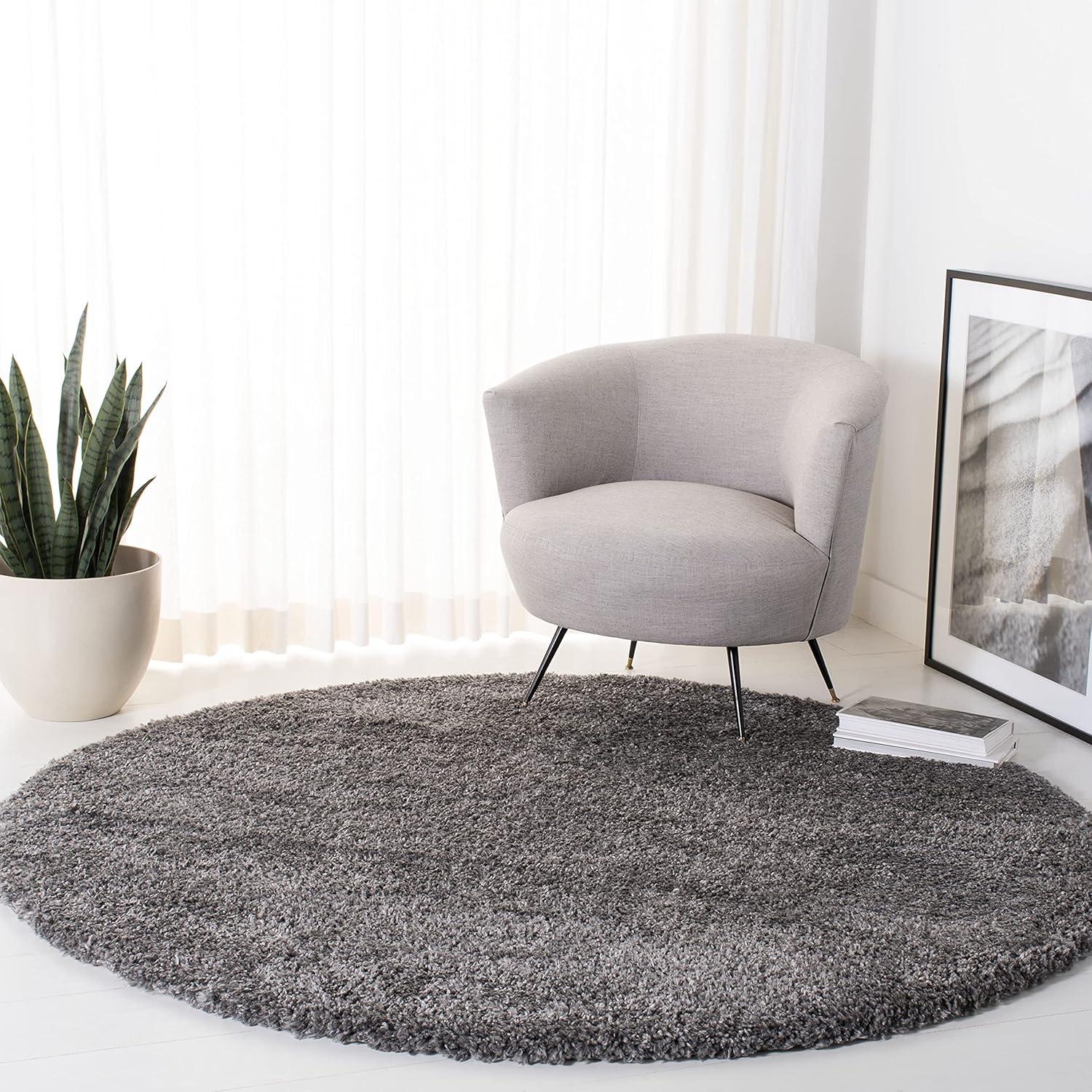 image:imageSAFAVIEH Area Rug 8x10 Fontana Shag Collection Large Grey Solid Pattern NonShedding amp Easy Cleaning Ultra Plush Thick Pile Ideal for Living Room Bedroom Dining Space FNT800FSilver