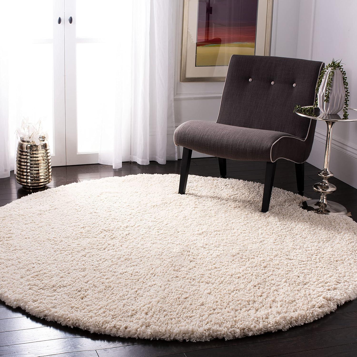 image:imageSAFAVIEH Area Rug 8x10 Fontana Shag Collection Large Grey Solid Pattern NonShedding amp Easy Cleaning Ultra Plush Thick Pile Ideal for Living Room Bedroom Dining Space FNT800FCreme