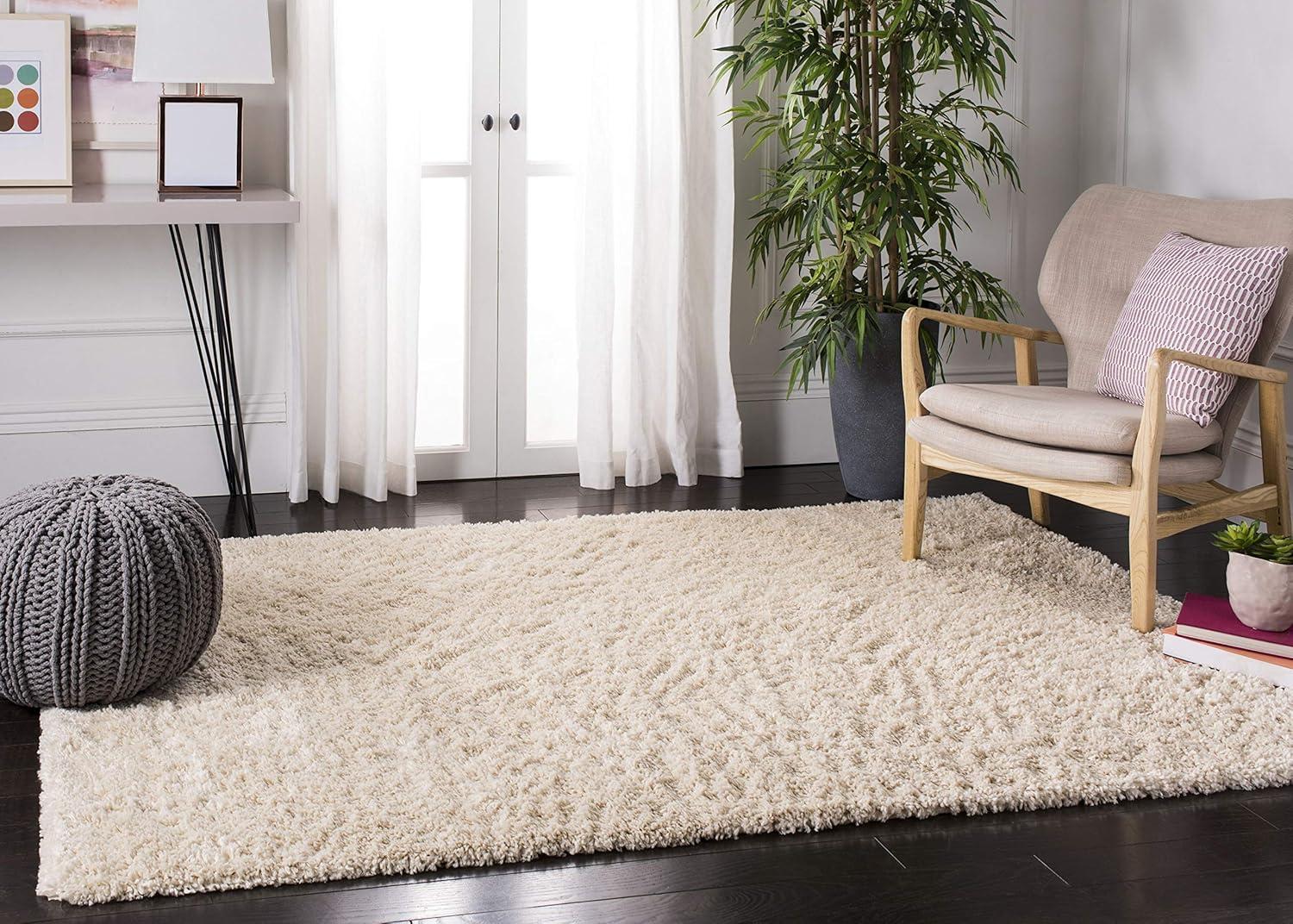 image:imageSAFAVIEH Area Rug 8x10 Fontana Shag Collection Large Grey Solid Pattern NonShedding amp Easy Cleaning Ultra Plush Thick Pile Ideal for Living Room Bedroom Dining Space FNT800FCreme