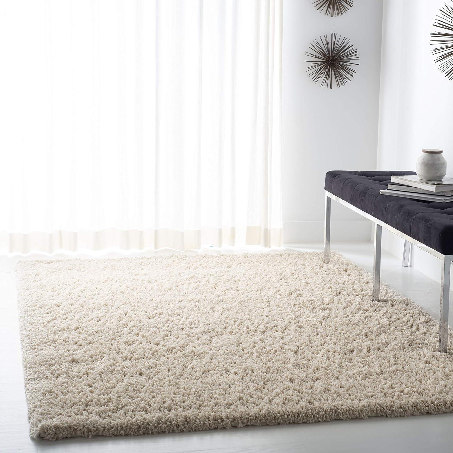 image:imageSAFAVIEH Area Rug 8x10 Fontana Shag Collection Large Grey Solid Pattern NonShedding amp Easy Cleaning Ultra Plush Thick Pile Ideal for Living Room Bedroom Dining Space FNT800FCreme