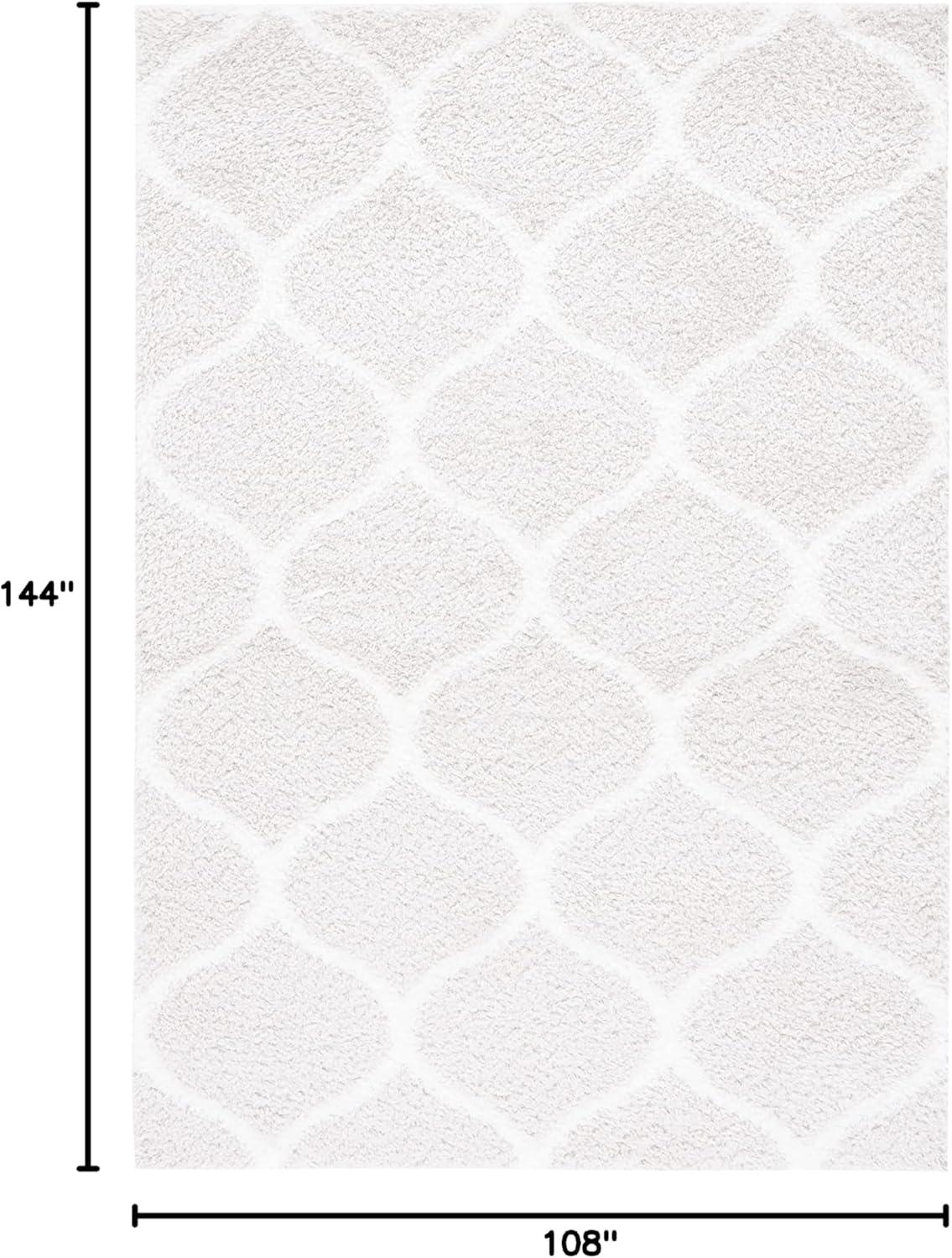 image:imageSAFAVIEH Area Rug 8x10 Tahoe Shag Collection Large Silver amp White Trellis Pattern NonShedding amp Easy Cleaning Plush Thick Pile Ideal for Living Room Bedroom Dining Space THO677GSilverWhite