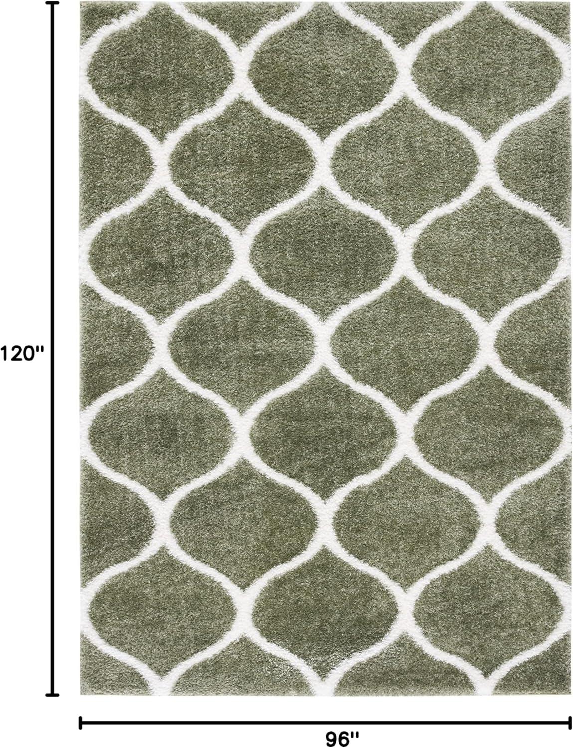 image:imageSAFAVIEH Area Rug 8x10 Tahoe Shag Collection Large Silver amp White Trellis Pattern NonShedding amp Easy Cleaning Plush Thick Pile Ideal for Living Room Bedroom Dining Space THO677GSageWhite