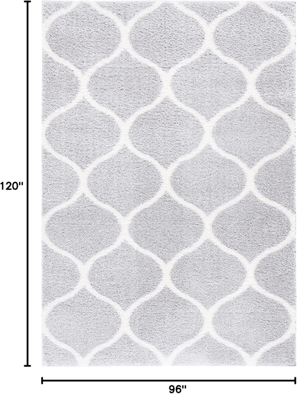 image:imageSAFAVIEH Area Rug 8x10 Tahoe Shag Collection Large Silver amp White Trellis Pattern NonShedding amp Easy Cleaning Plush Thick Pile Ideal for Living Room Bedroom Dining Space THO677GLight GreyWhite