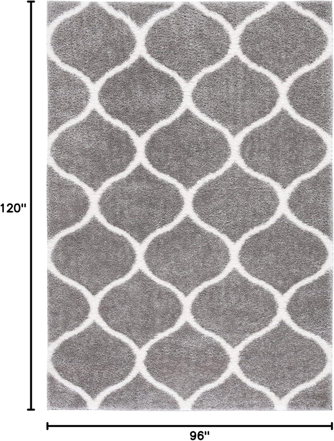 image:imageSAFAVIEH Area Rug 8x10 Tahoe Shag Collection Large Silver amp White Trellis Pattern NonShedding amp Easy Cleaning Plush Thick Pile Ideal for Living Room Bedroom Dining Space THO677GGreyWhite
