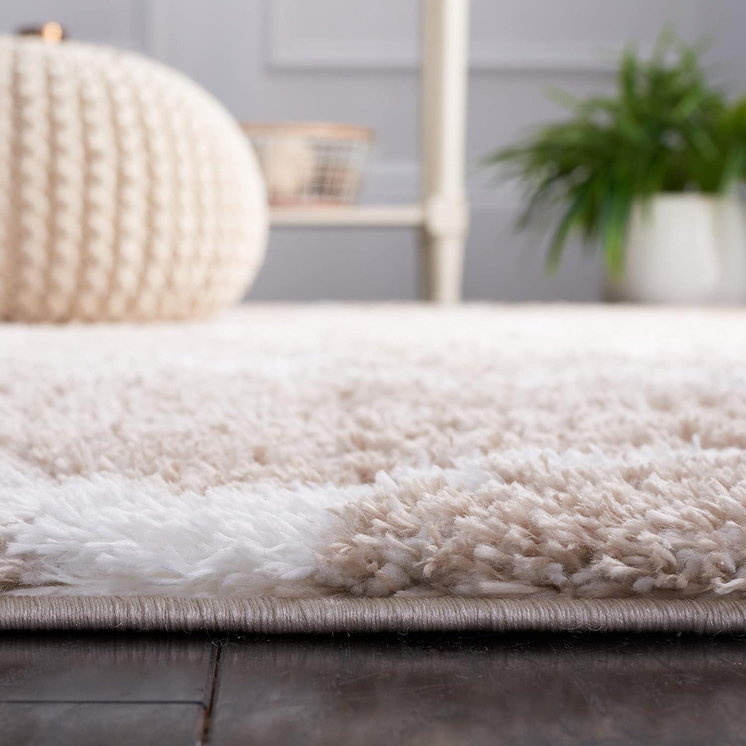 image:imageSAFAVIEH Area Rug 8x10 Tahoe Shag Collection Large Silver amp White Trellis Pattern NonShedding amp Easy Cleaning Plush Thick Pile Ideal for Living Room Bedroom Dining Space THO677GBeigeWhite