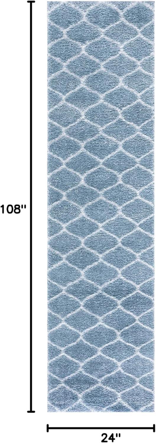image:imageSAFAVIEH Area Rug 8x10 Tahoe Shag Collection Large Silver amp White Trellis Pattern NonShedding amp Easy Cleaning Plush Thick Pile Ideal for Living Room Bedroom Dining Space THO677GBlueWhite