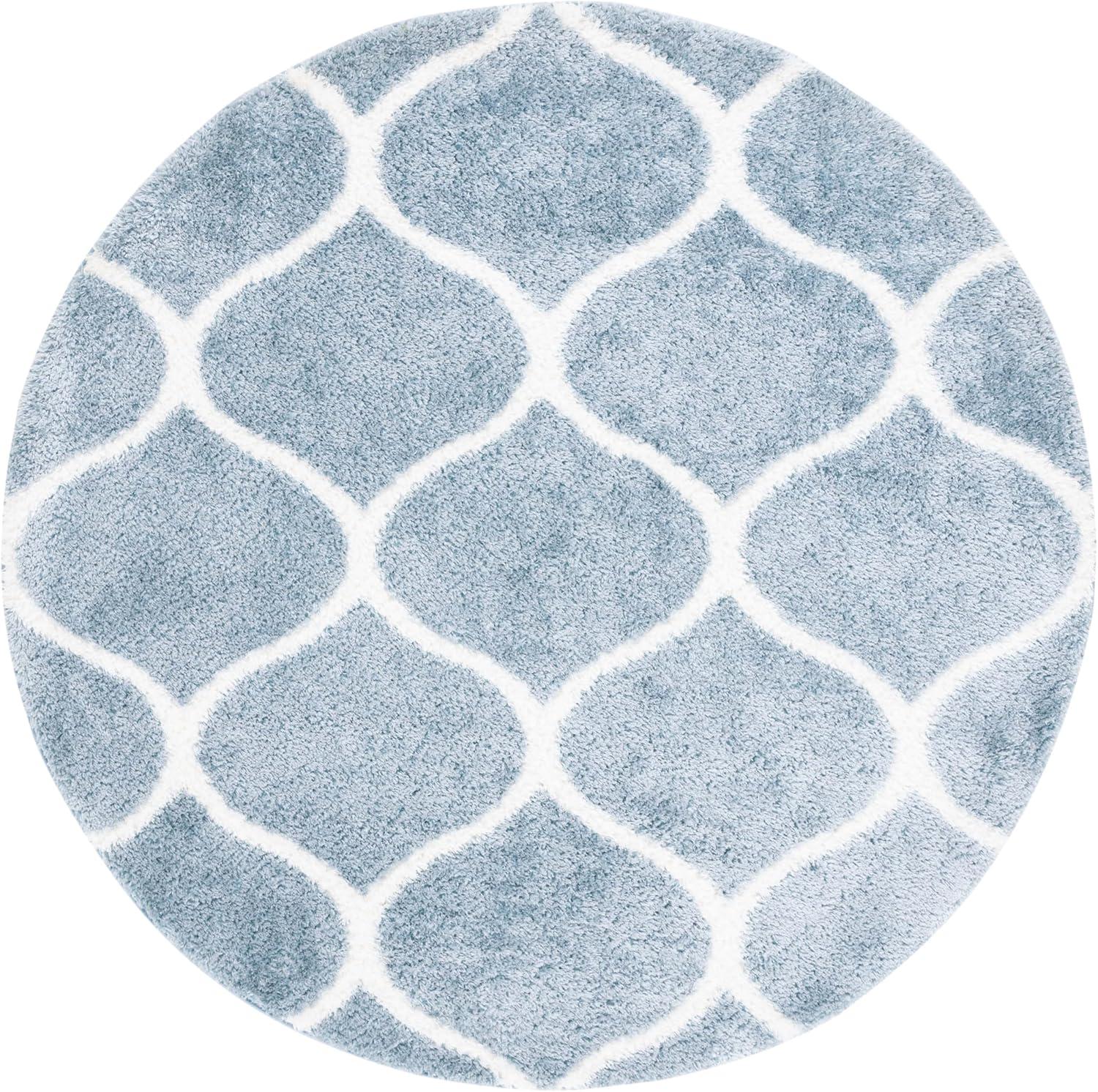 image:imageSAFAVIEH Area Rug 8x10 Tahoe Shag Collection Large Silver amp White Trellis Pattern NonShedding amp Easy Cleaning Plush Thick Pile Ideal for Living Room Bedroom Dining Space THO677GBlueWhite