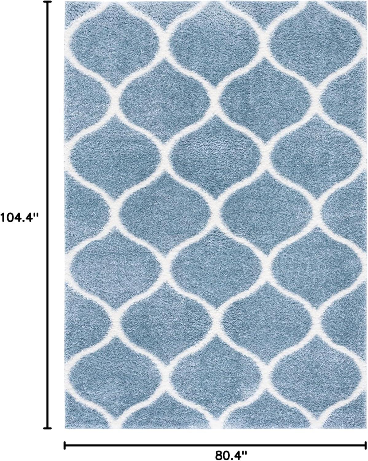 image:imageSAFAVIEH Area Rug 8x10 Tahoe Shag Collection Large Silver amp White Trellis Pattern NonShedding amp Easy Cleaning Plush Thick Pile Ideal for Living Room Bedroom Dining Space THO677GBlueWhite