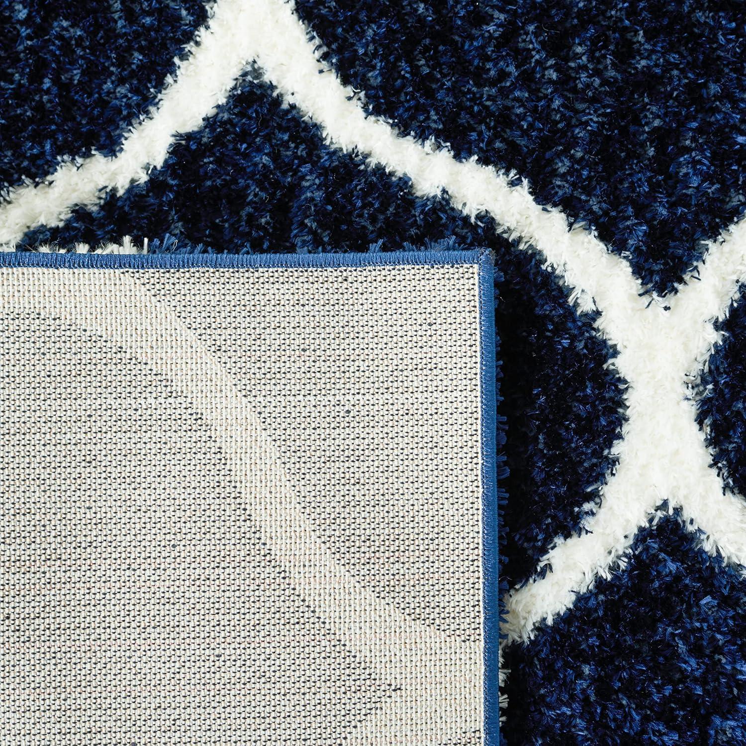 image:imageSAFAVIEH Area Rug 8x10 Tahoe Shag Collection Large Silver amp White Trellis Pattern NonShedding amp Easy Cleaning Plush Thick Pile Ideal for Living Room Bedroom Dining Space THO677GNavyWhite