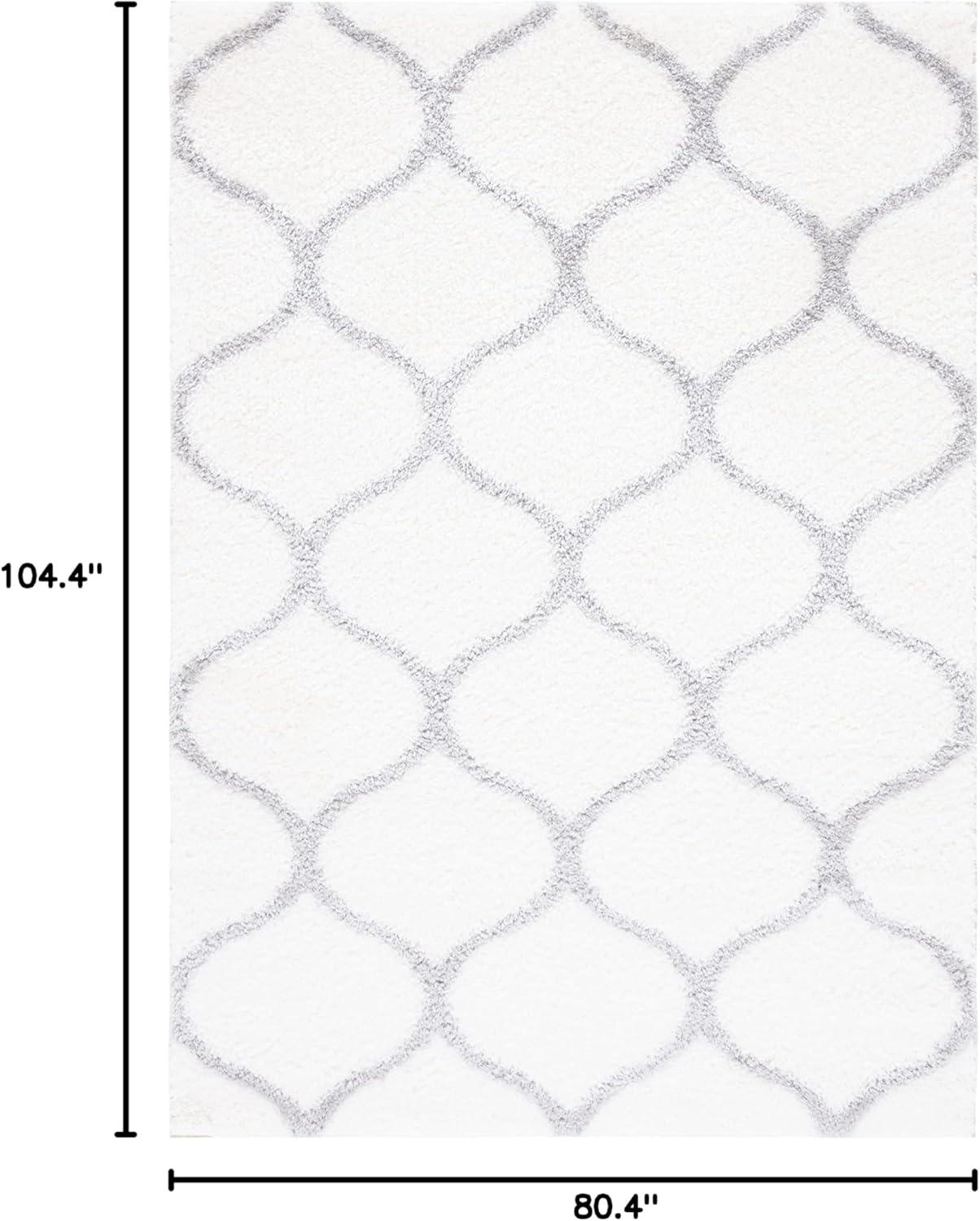 image:imageSAFAVIEH Area Rug 8x10 Tahoe Shag Collection Large Silver amp White Trellis Pattern NonShedding amp Easy Cleaning Plush Thick Pile Ideal for Living Room Bedroom Dining Space THO677GWhiteGrey