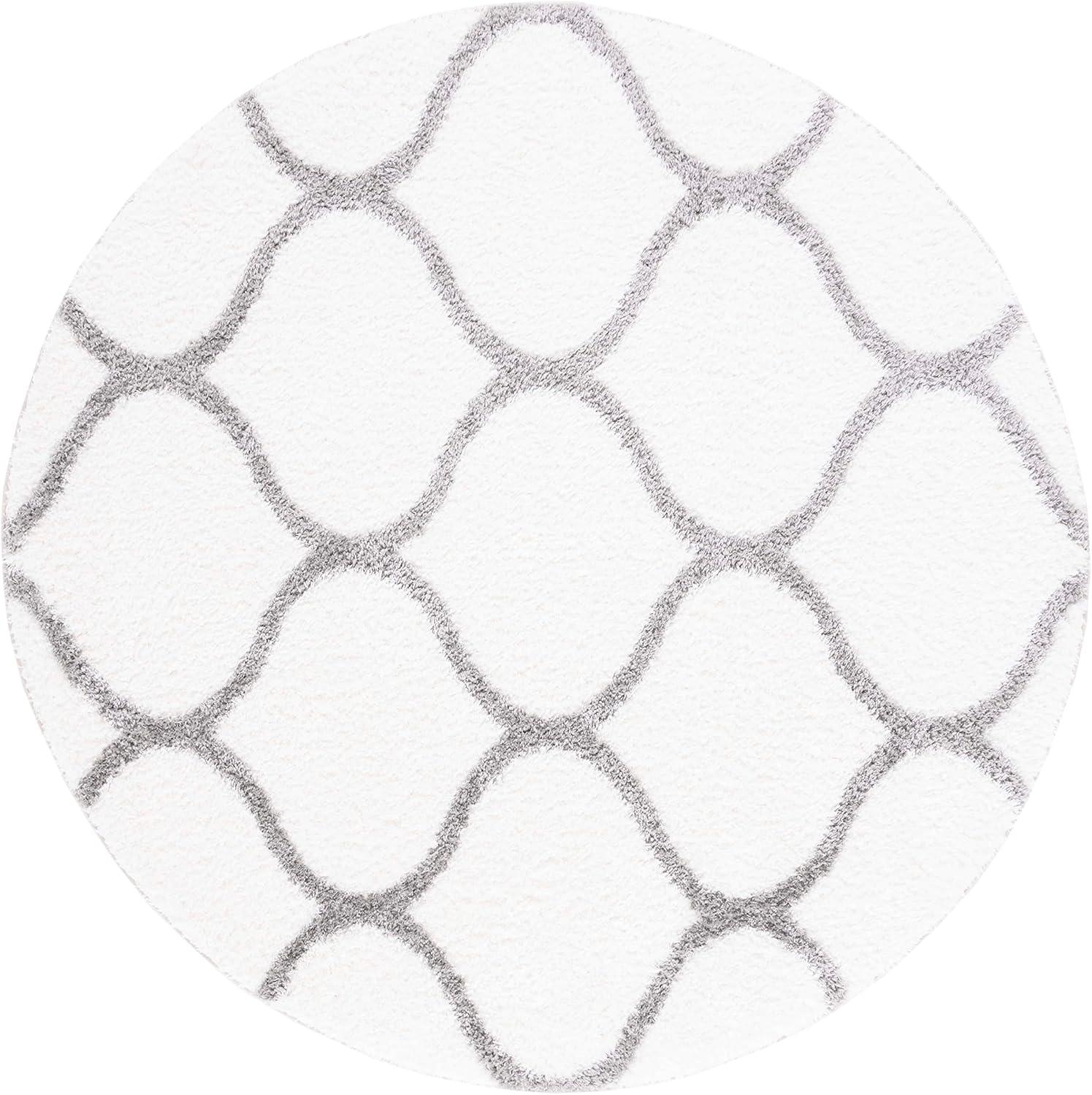 image:imageSAFAVIEH Area Rug 8x10 Tahoe Shag Collection Large Silver amp White Trellis Pattern NonShedding amp Easy Cleaning Plush Thick Pile Ideal for Living Room Bedroom Dining Space THO677GWhiteGrey