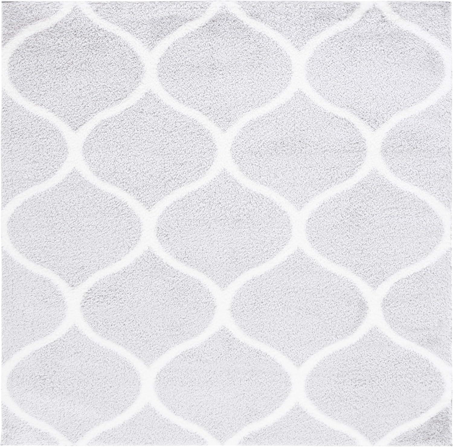 image:imageSAFAVIEH Area Rug 8x10 Tahoe Shag Collection Large Silver amp White Trellis Pattern NonShedding amp Easy Cleaning Plush Thick Pile Ideal for Living Room Bedroom Dining Space THO677GLight GreyWhite