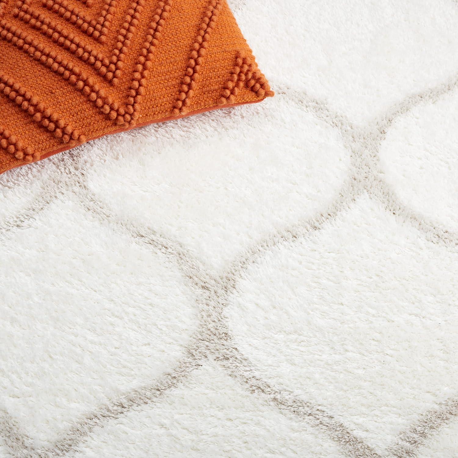 image:imageSAFAVIEH Area Rug 8x10 Tahoe Shag Collection Large Silver amp White Trellis Pattern NonShedding amp Easy Cleaning Plush Thick Pile Ideal for Living Room Bedroom Dining Space THO677GWhiteSilver
