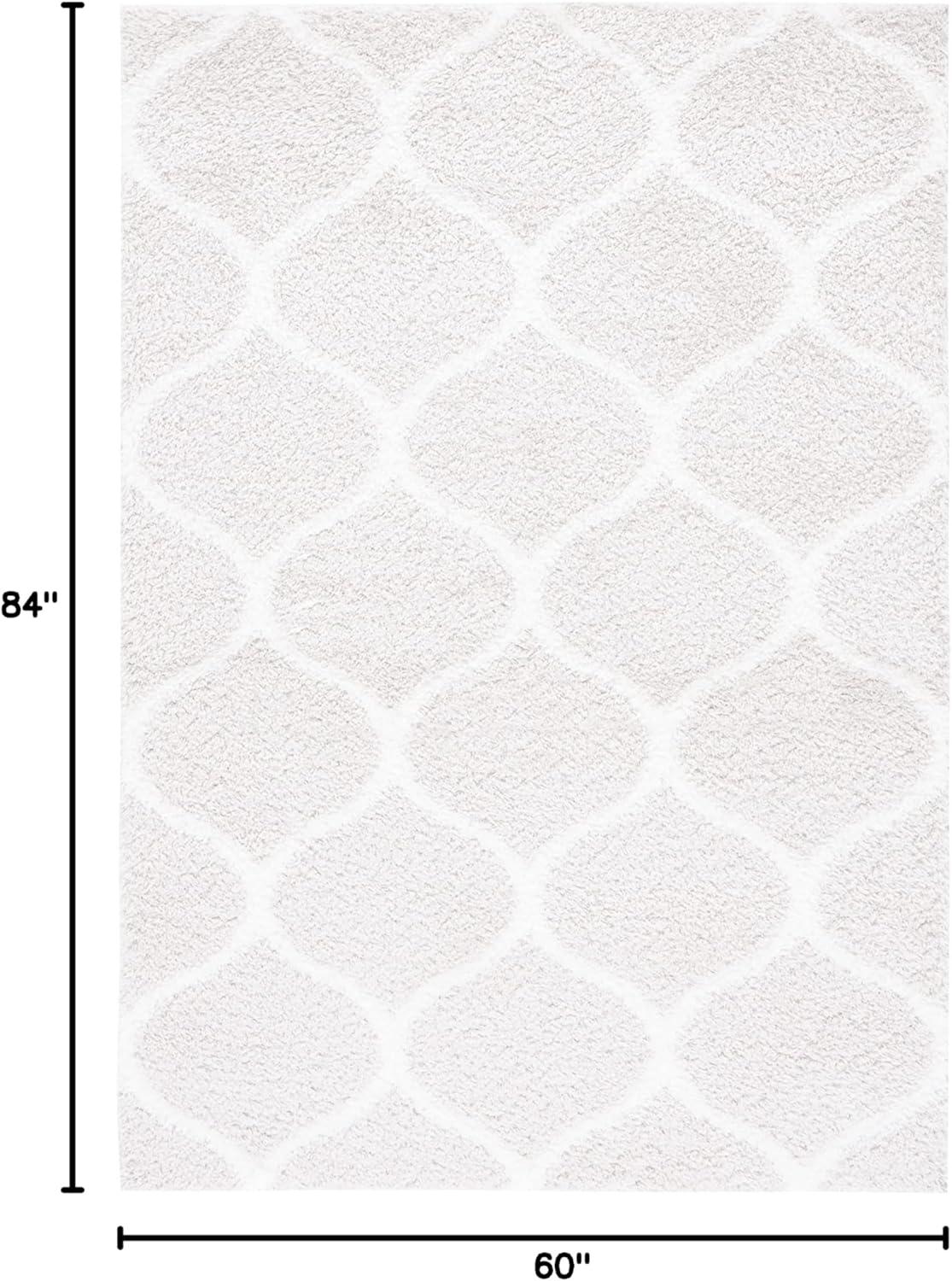 image:imageSAFAVIEH Area Rug 8x10 Tahoe Shag Collection Large Silver amp White Trellis Pattern NonShedding amp Easy Cleaning Plush Thick Pile Ideal for Living Room Bedroom Dining Space THO677GSilverWhite