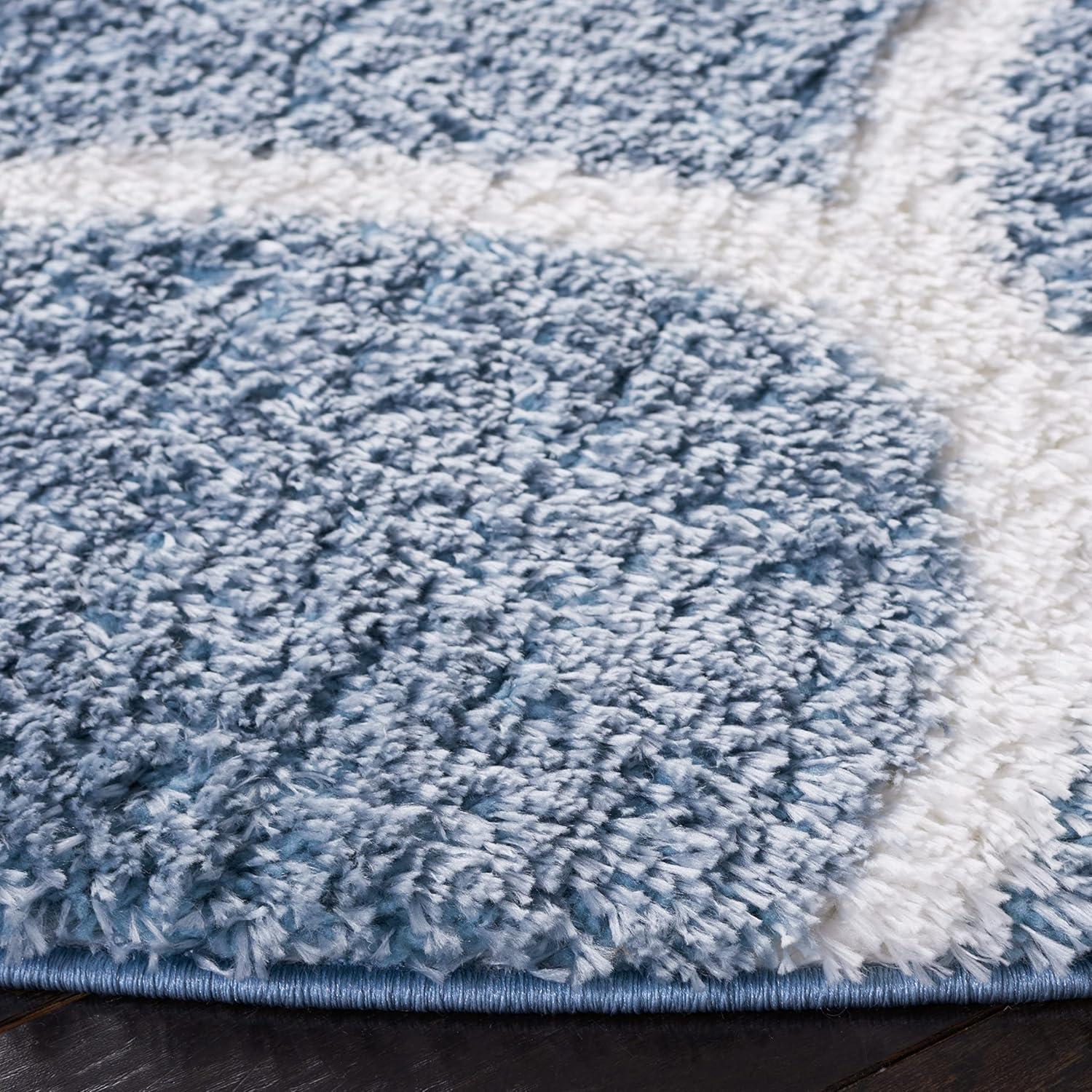 image:imageSAFAVIEH Area Rug 8x10 Tahoe Shag Collection Large Silver amp White Trellis Pattern NonShedding amp Easy Cleaning Plush Thick Pile Ideal for Living Room Bedroom Dining Space THO677GBlueWhite