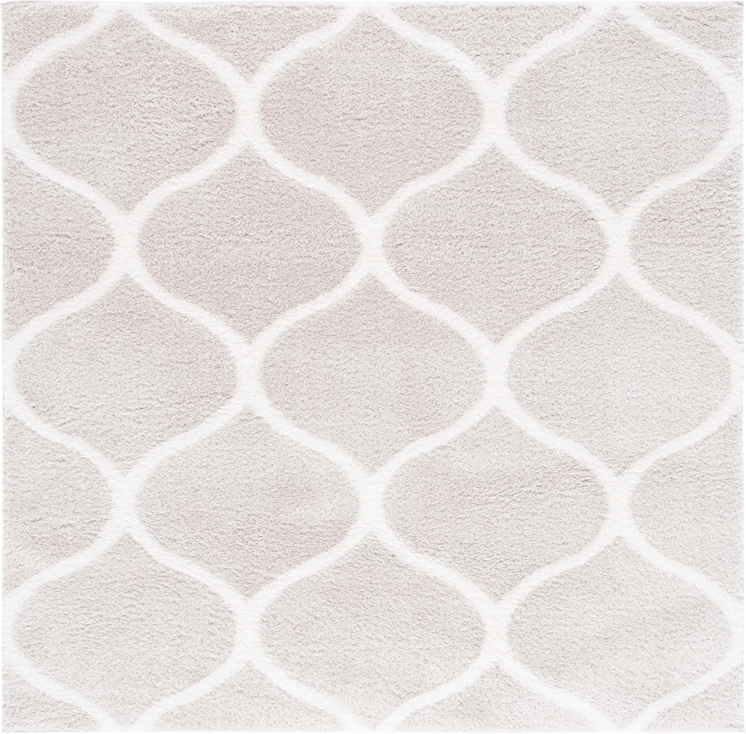 image:imageSAFAVIEH Area Rug 8x10 Tahoe Shag Collection Large Silver amp White Trellis Pattern NonShedding amp Easy Cleaning Plush Thick Pile Ideal for Living Room Bedroom Dining Space THO677GSilverWhite