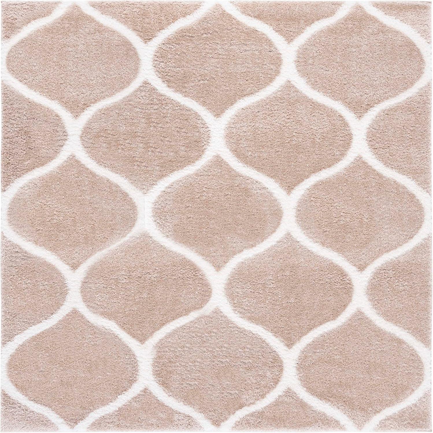 image:imageSAFAVIEH Area Rug 8x10 Tahoe Shag Collection Large Silver amp White Trellis Pattern NonShedding amp Easy Cleaning Plush Thick Pile Ideal for Living Room Bedroom Dining Space THO677GBeigeWhite