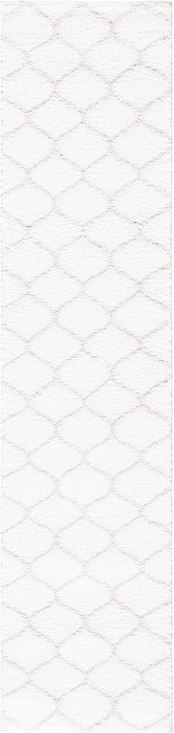 image:imageSAFAVIEH Area Rug 8x10 Tahoe Shag Collection Large Silver amp White Trellis Pattern NonShedding amp Easy Cleaning Plush Thick Pile Ideal for Living Room Bedroom Dining Space THO677GWhiteSilver