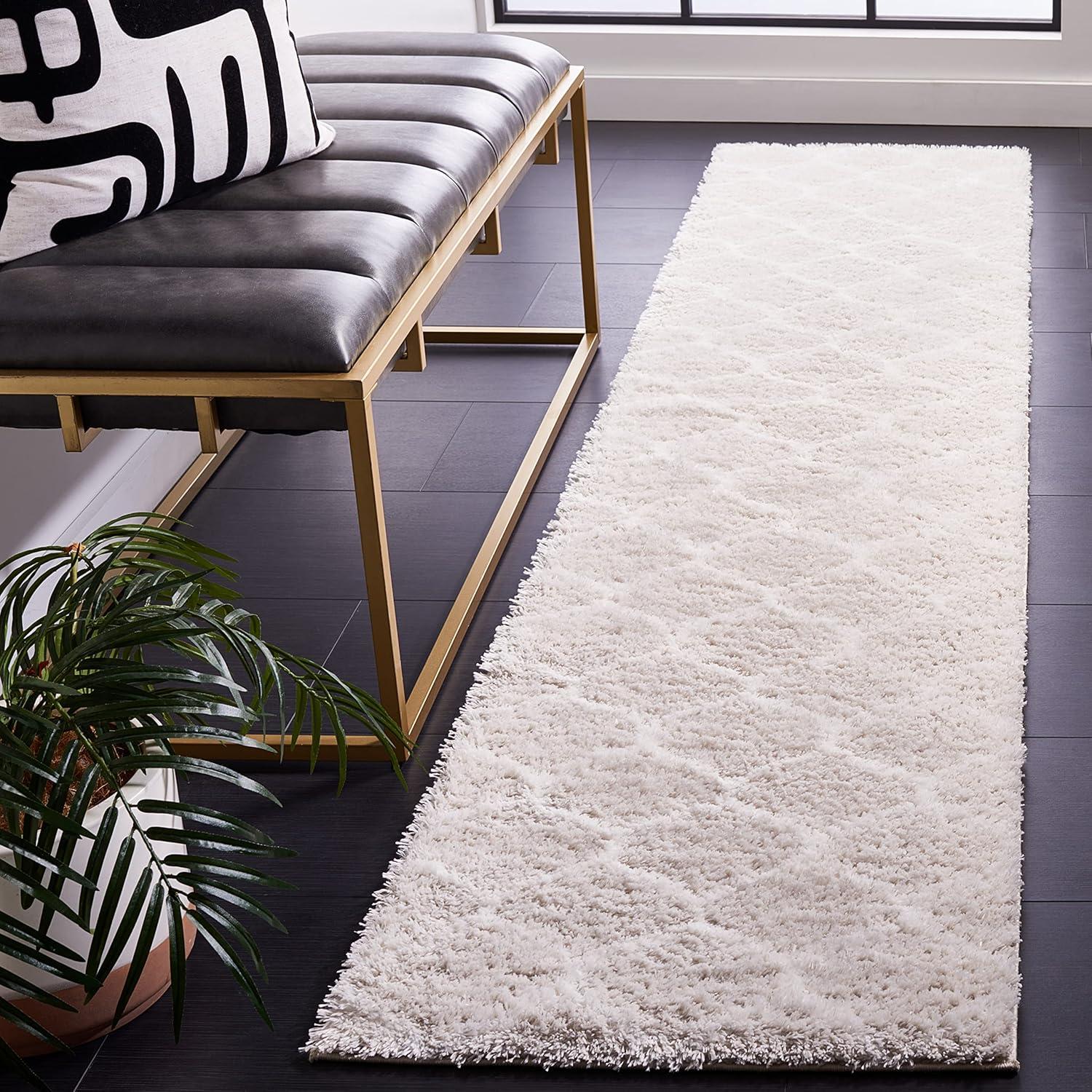 image:imageSAFAVIEH Area Rug 8x10 Tahoe Shag Collection Large Silver amp White Trellis Pattern NonShedding amp Easy Cleaning Plush Thick Pile Ideal for Living Room Bedroom Dining Space THO677GSilverWhite