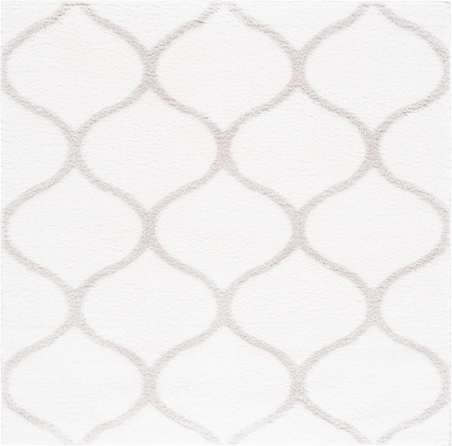 image:imageSAFAVIEH Area Rug 8x10 Tahoe Shag Collection Large Silver amp White Trellis Pattern NonShedding amp Easy Cleaning Plush Thick Pile Ideal for Living Room Bedroom Dining Space THO677GWhiteSilver