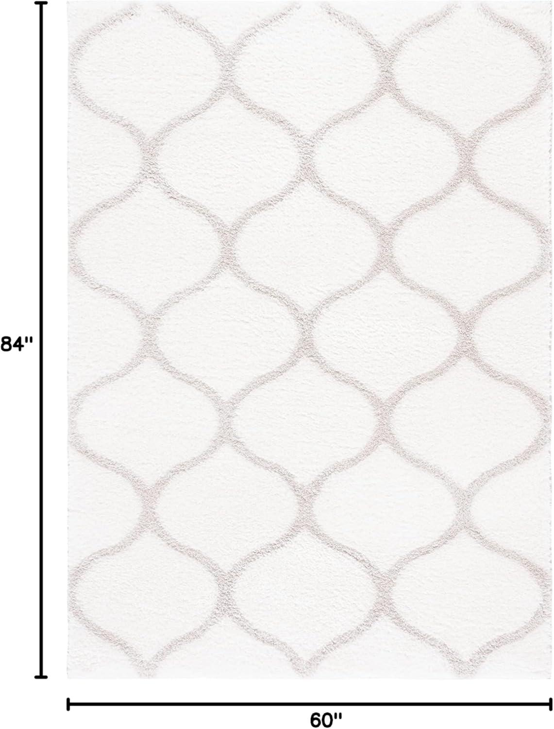 image:imageSAFAVIEH Area Rug 8x10 Tahoe Shag Collection Large Silver amp White Trellis Pattern NonShedding amp Easy Cleaning Plush Thick Pile Ideal for Living Room Bedroom Dining Space THO677GWhiteSilver