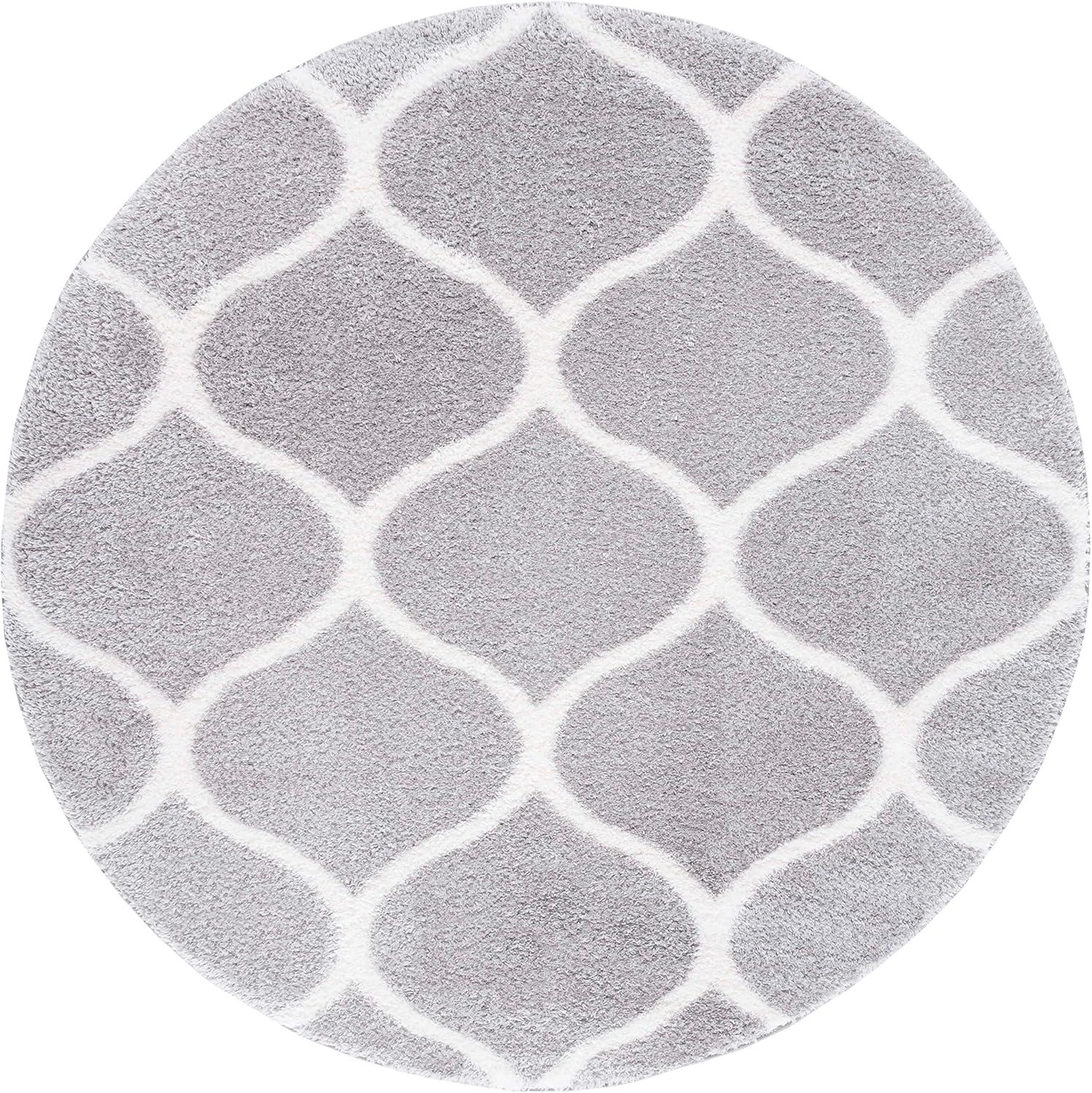 image:imageSAFAVIEH Area Rug 8x10 Tahoe Shag Collection Large Silver amp White Trellis Pattern NonShedding amp Easy Cleaning Plush Thick Pile Ideal for Living Room Bedroom Dining Space THO677GLight GreyWhite