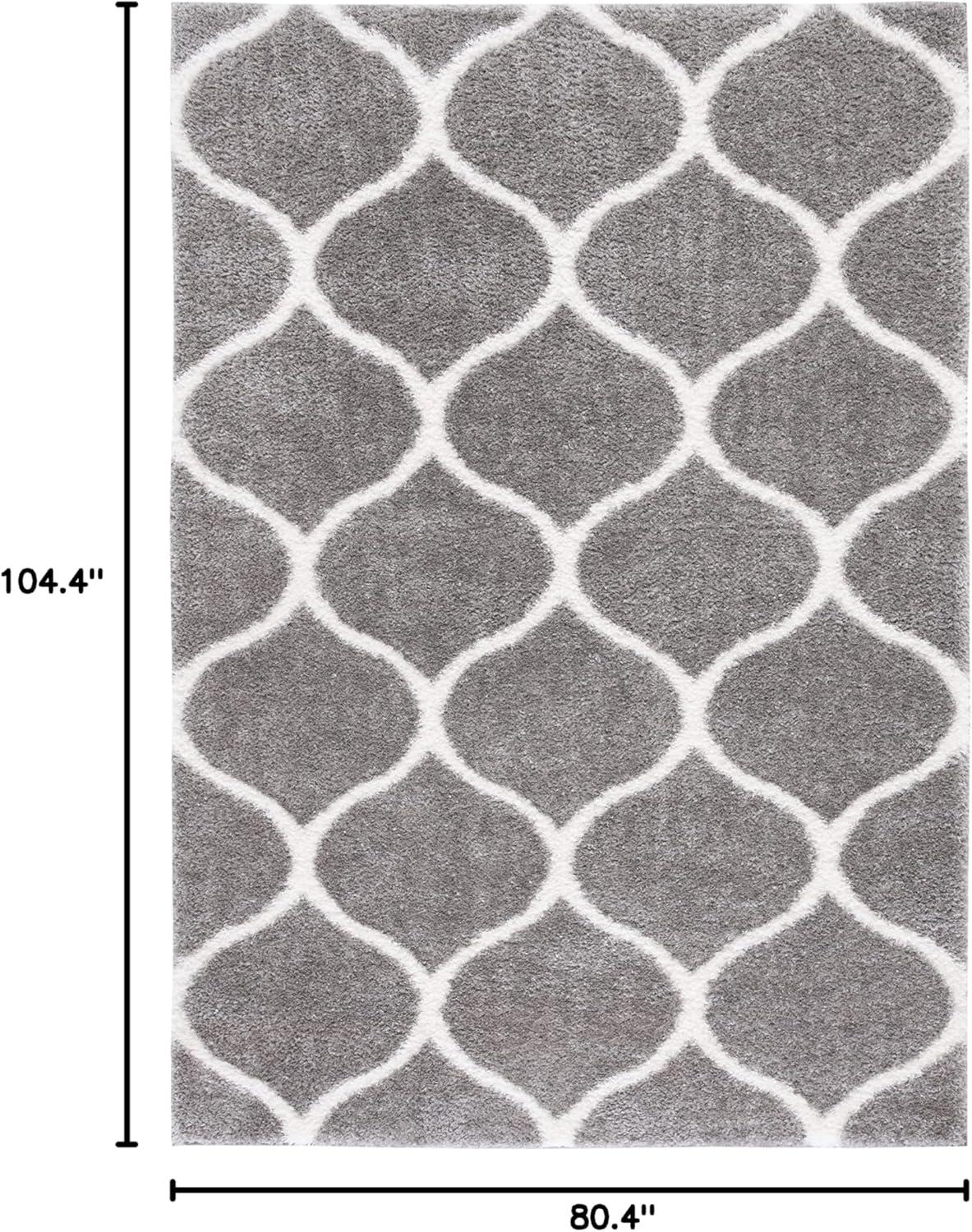 image:imageSAFAVIEH Area Rug 8x10 Tahoe Shag Collection Large Silver amp White Trellis Pattern NonShedding amp Easy Cleaning Plush Thick Pile Ideal for Living Room Bedroom Dining Space THO677GGreyWhite