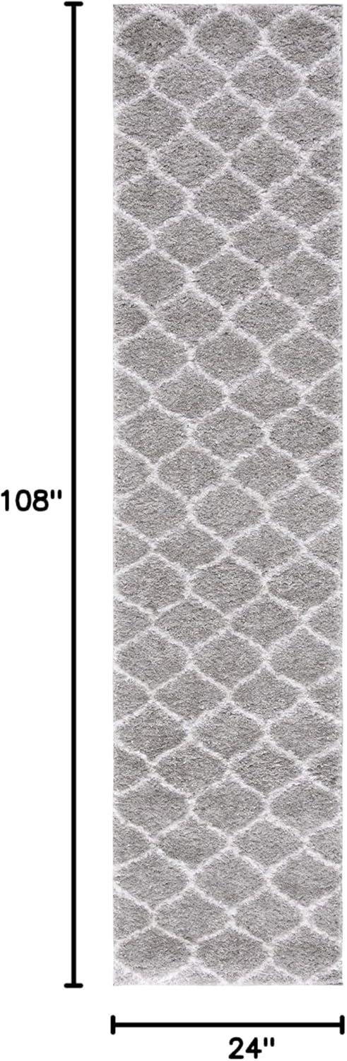 image:imageSAFAVIEH Area Rug 8x10 Tahoe Shag Collection Large Silver amp White Trellis Pattern NonShedding amp Easy Cleaning Plush Thick Pile Ideal for Living Room Bedroom Dining Space THO677GGreyWhite