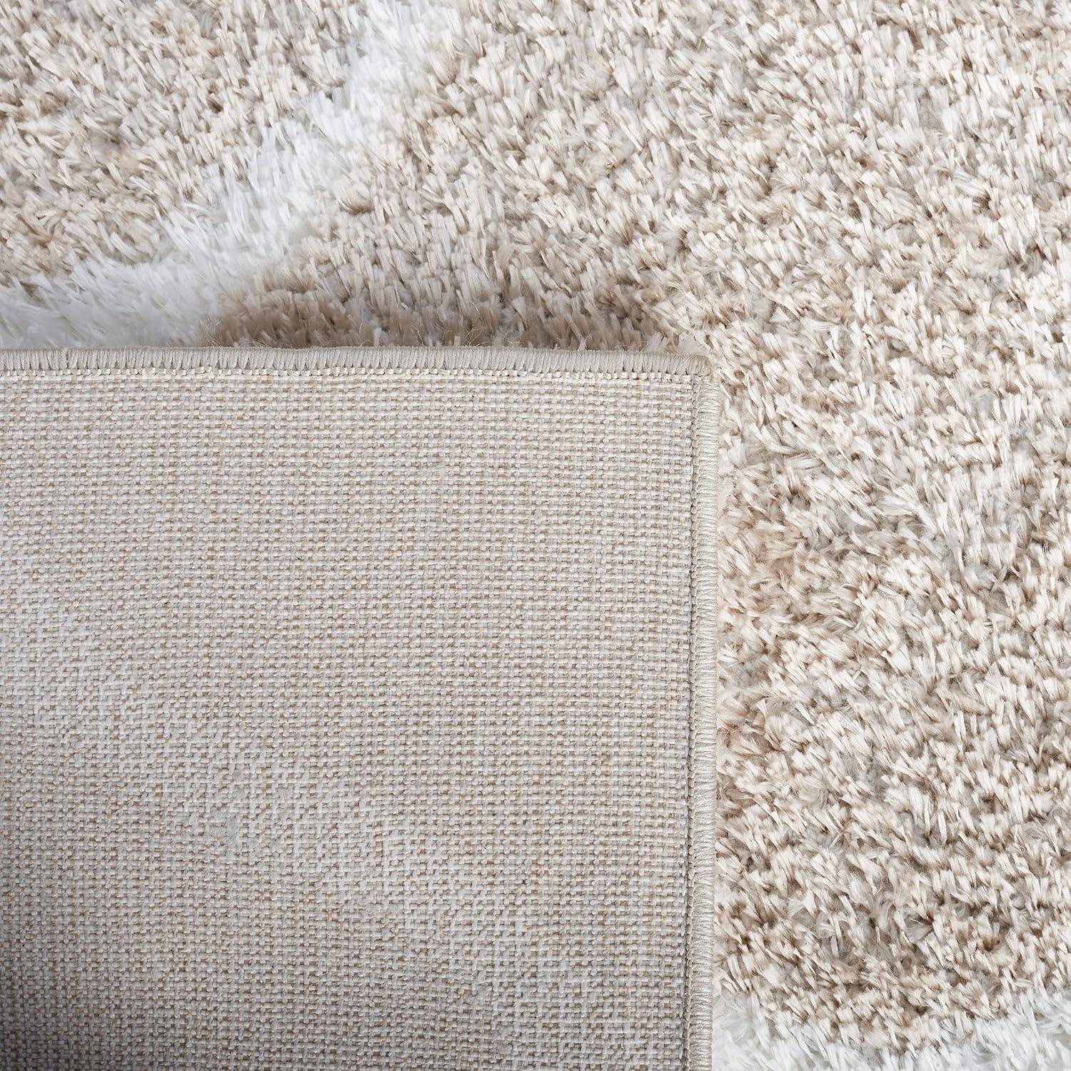 image:imageSAFAVIEH Area Rug 8x10 Tahoe Shag Collection Large Silver amp White Trellis Pattern NonShedding amp Easy Cleaning Plush Thick Pile Ideal for Living Room Bedroom Dining Space THO677GBeigeWhite