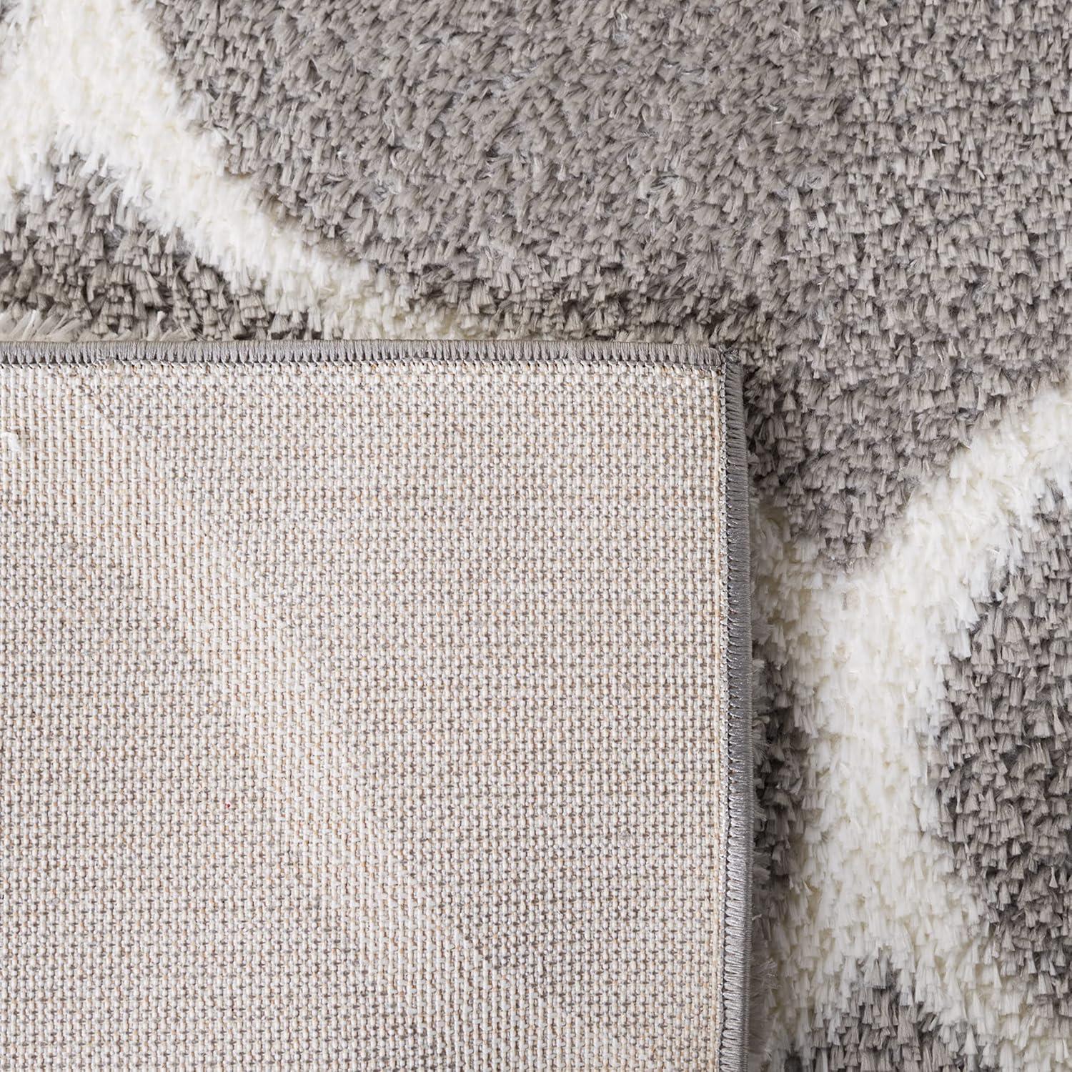 image:imageSAFAVIEH Area Rug 8x10 Tahoe Shag Collection Large Silver amp White Trellis Pattern NonShedding amp Easy Cleaning Plush Thick Pile Ideal for Living Room Bedroom Dining Space THO677GGreyWhite