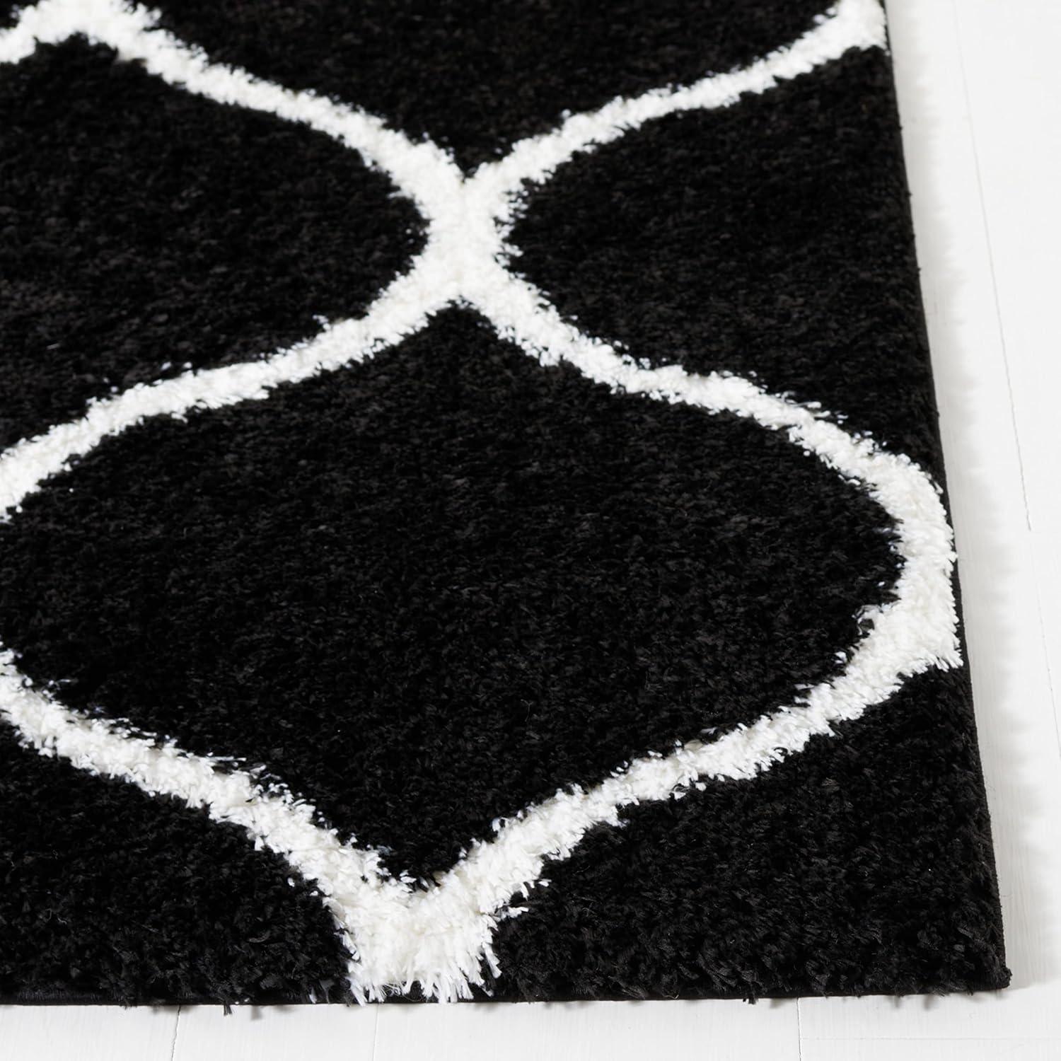 image:imageSAFAVIEH Area Rug 8x10 Tahoe Shag Collection Large Silver amp White Trellis Pattern NonShedding amp Easy Cleaning Plush Thick Pile Ideal for Living Room Bedroom Dining Space THO677GBlackWhite