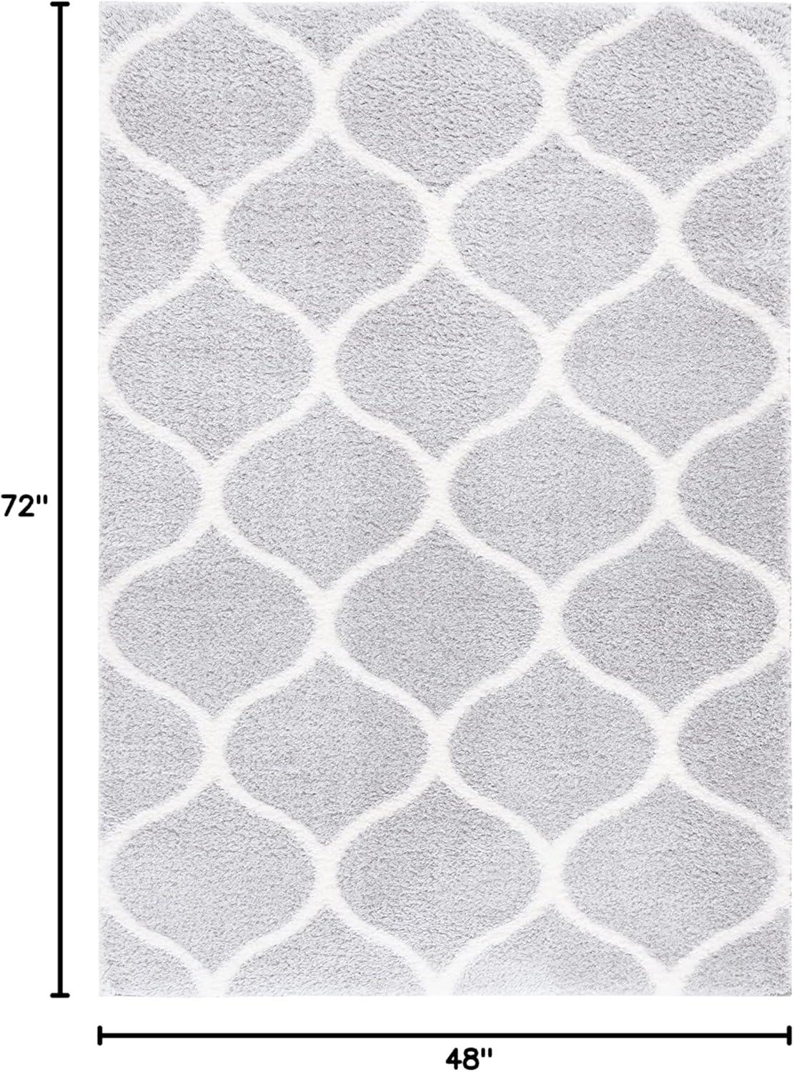 image:imageSAFAVIEH Area Rug 8x10 Tahoe Shag Collection Large Silver amp White Trellis Pattern NonShedding amp Easy Cleaning Plush Thick Pile Ideal for Living Room Bedroom Dining Space THO677GLight GreyWhite