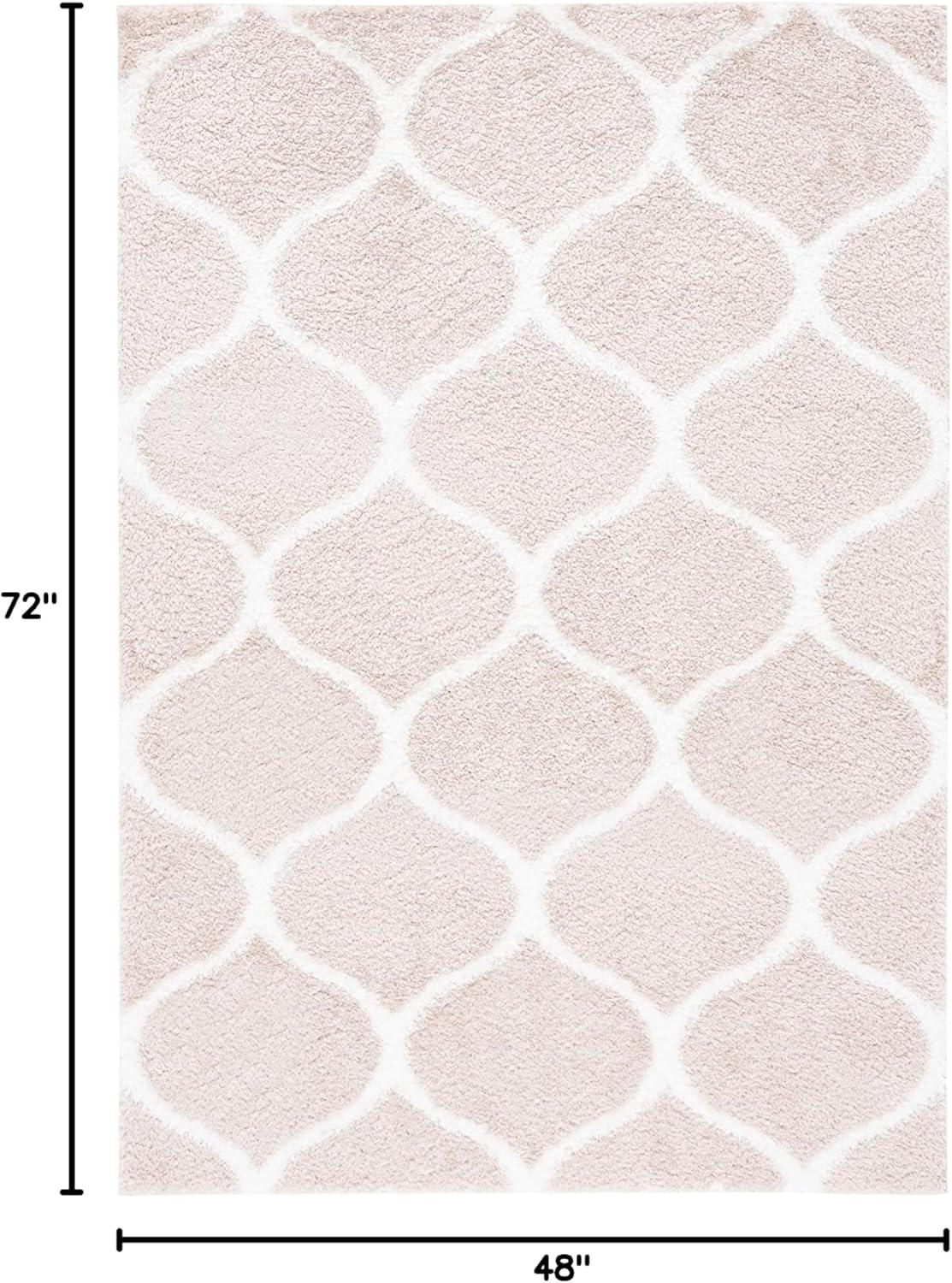image:imageSAFAVIEH Area Rug 8x10 Tahoe Shag Collection Large Silver amp White Trellis Pattern NonShedding amp Easy Cleaning Plush Thick Pile Ideal for Living Room Bedroom Dining Space THO677GBeigeWhite