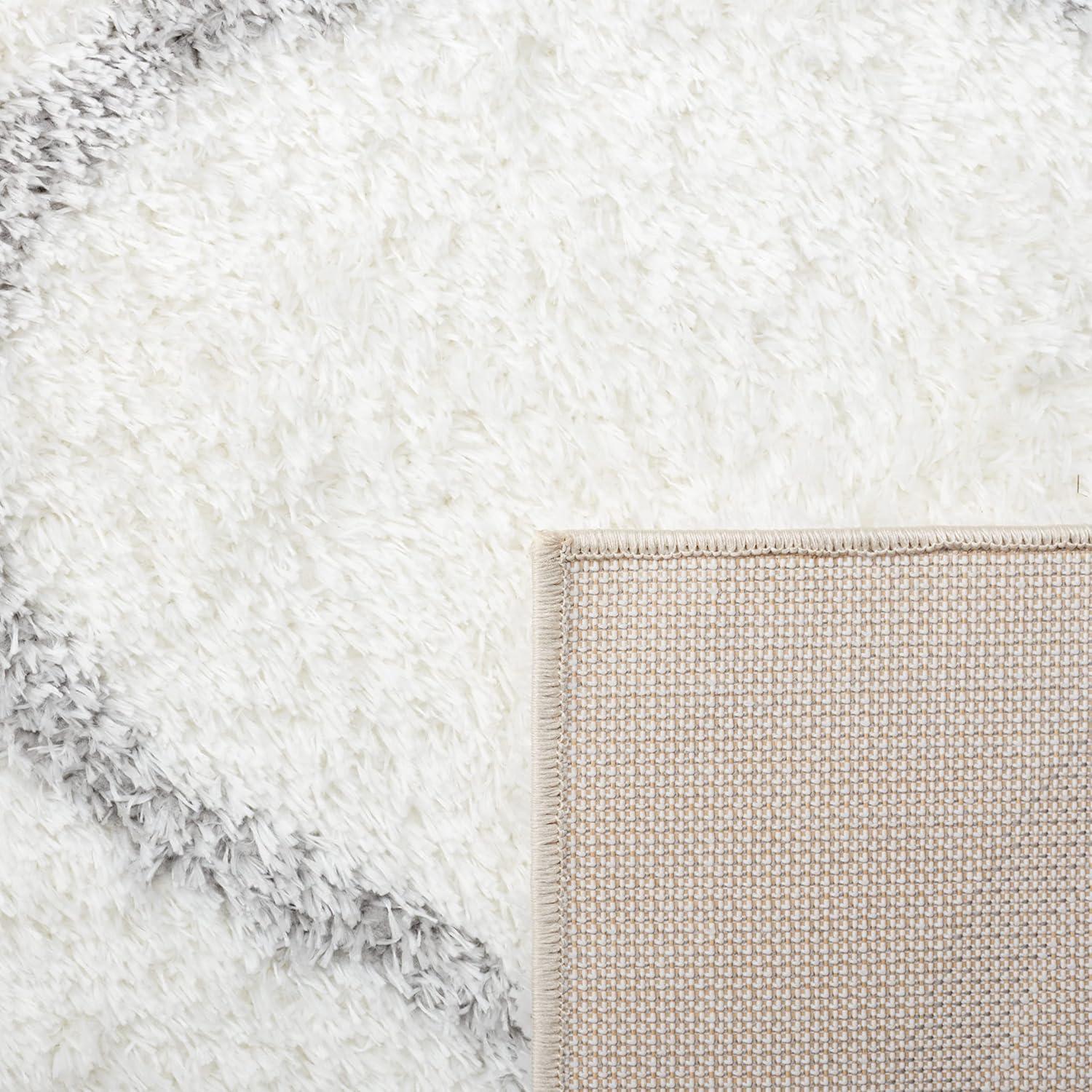 image:imageSAFAVIEH Area Rug 8x10 Tahoe Shag Collection Large Silver amp White Trellis Pattern NonShedding amp Easy Cleaning Plush Thick Pile Ideal for Living Room Bedroom Dining Space THO677GWhiteGrey