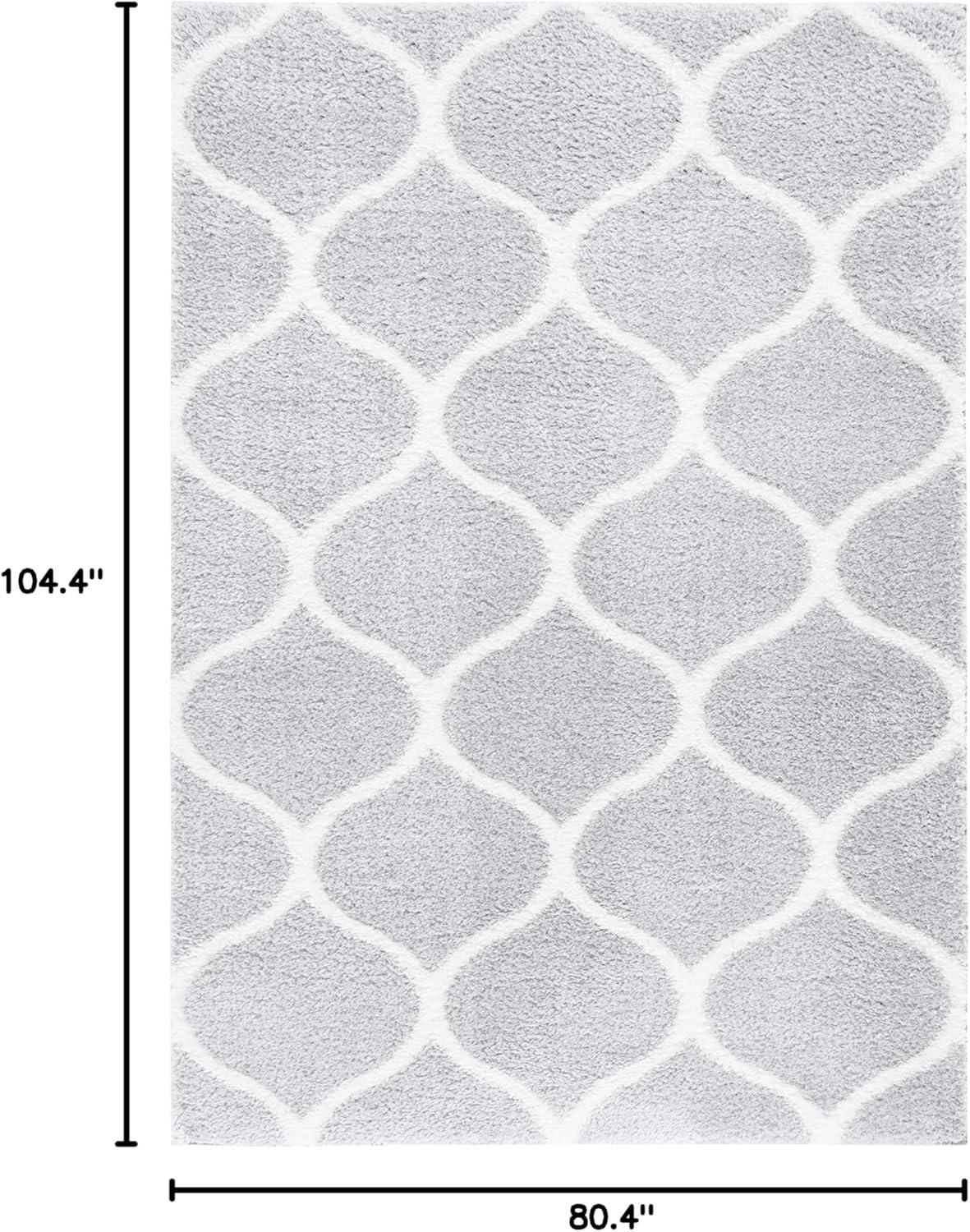 image:imageSAFAVIEH Area Rug 8x10 Tahoe Shag Collection Large Silver amp White Trellis Pattern NonShedding amp Easy Cleaning Plush Thick Pile Ideal for Living Room Bedroom Dining Space THO677GLight GreyWhite