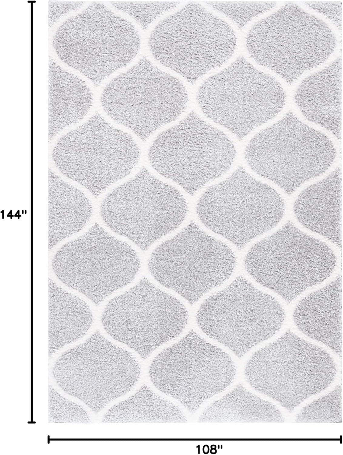 image:imageSAFAVIEH Area Rug 8x10 Tahoe Shag Collection Large Silver amp White Trellis Pattern NonShedding amp Easy Cleaning Plush Thick Pile Ideal for Living Room Bedroom Dining Space THO677GLight GreyWhite