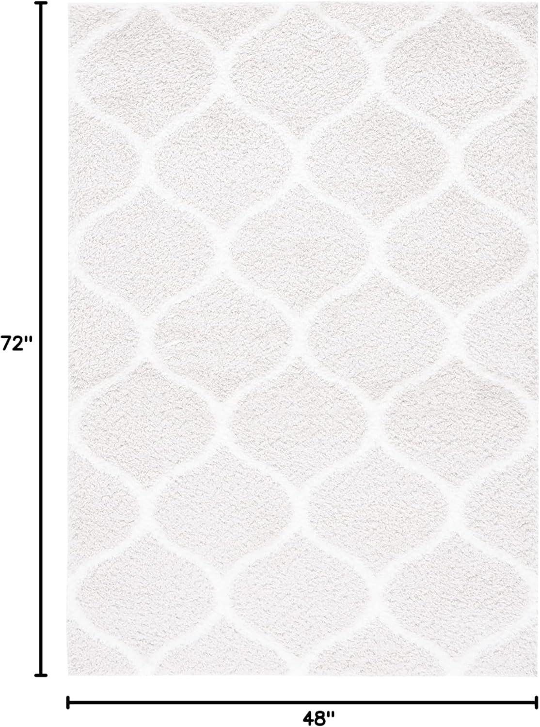 image:imageSAFAVIEH Area Rug 8x10 Tahoe Shag Collection Large Silver amp White Trellis Pattern NonShedding amp Easy Cleaning Plush Thick Pile Ideal for Living Room Bedroom Dining Space THO677GSilverWhite