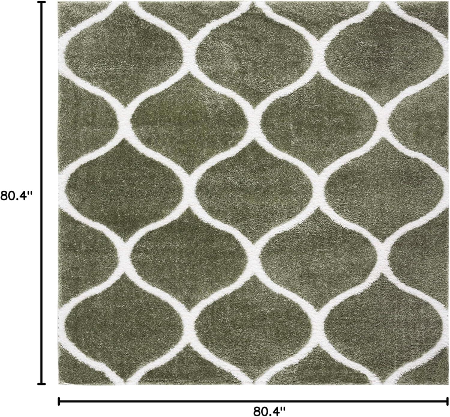 image:imageSAFAVIEH Area Rug 8x10 Tahoe Shag Collection Large Silver amp White Trellis Pattern NonShedding amp Easy Cleaning Plush Thick Pile Ideal for Living Room Bedroom Dining Space THO677GSageWhite