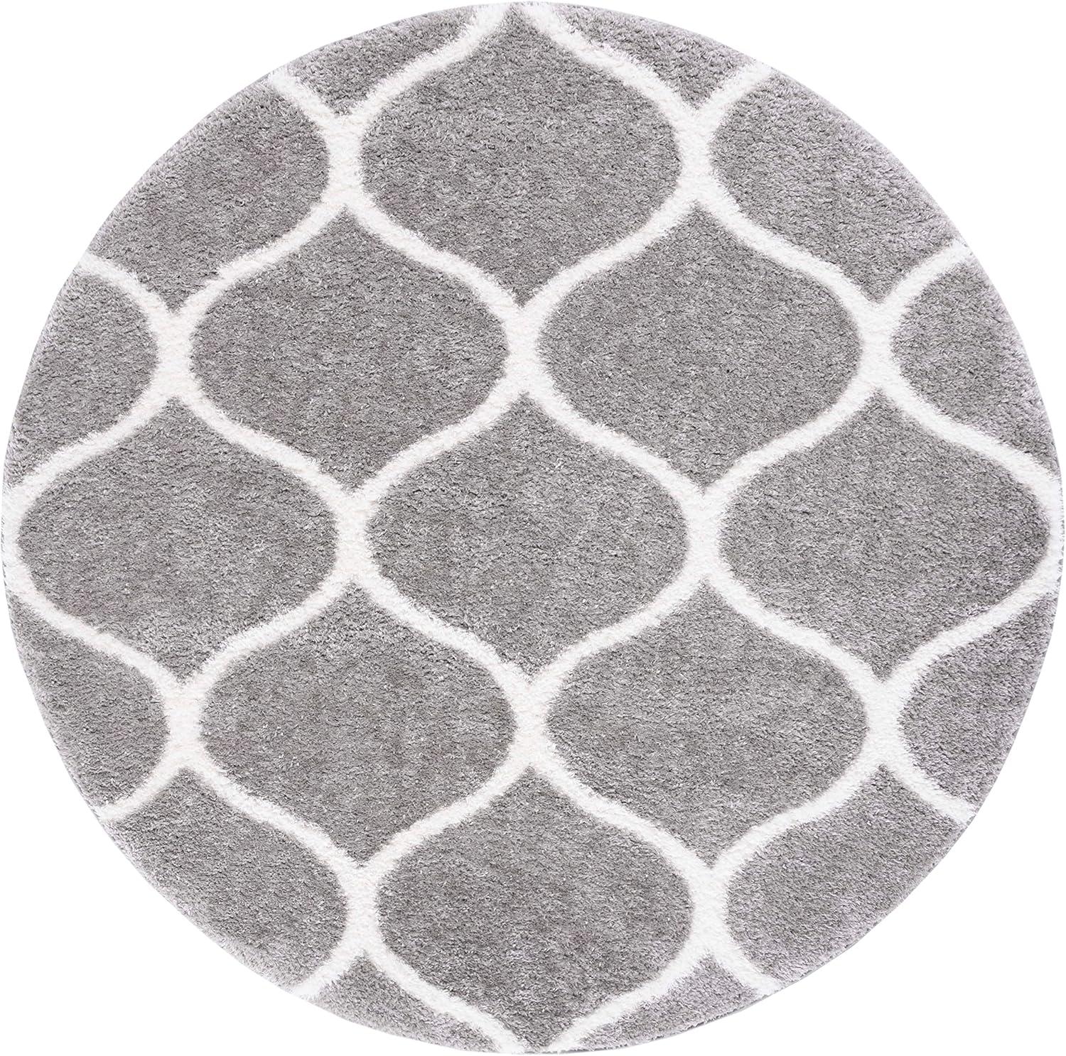 image:imageSAFAVIEH Area Rug 8x10 Tahoe Shag Collection Large Silver amp White Trellis Pattern NonShedding amp Easy Cleaning Plush Thick Pile Ideal for Living Room Bedroom Dining Space THO677GGreyWhite
