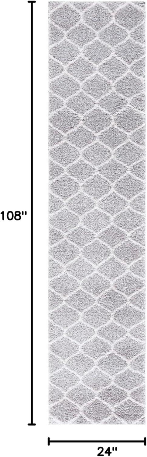 image:imageSAFAVIEH Area Rug 8x10 Tahoe Shag Collection Large Silver amp White Trellis Pattern NonShedding amp Easy Cleaning Plush Thick Pile Ideal for Living Room Bedroom Dining Space THO677GLight GreyWhite