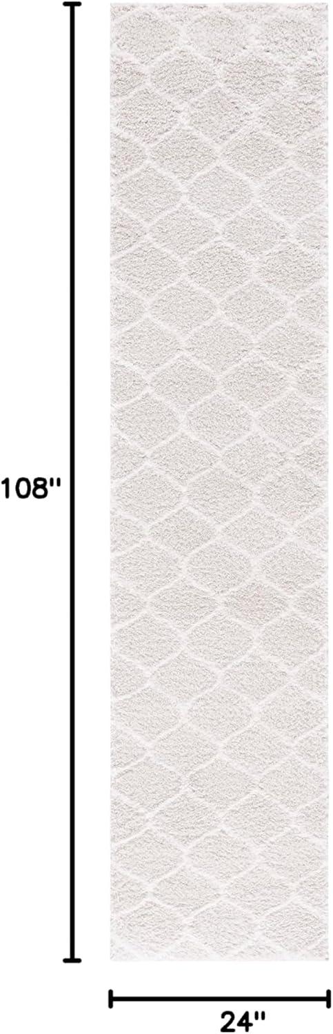 image:imageSAFAVIEH Area Rug 8x10 Tahoe Shag Collection Large Silver amp White Trellis Pattern NonShedding amp Easy Cleaning Plush Thick Pile Ideal for Living Room Bedroom Dining Space THO677GSilverWhite