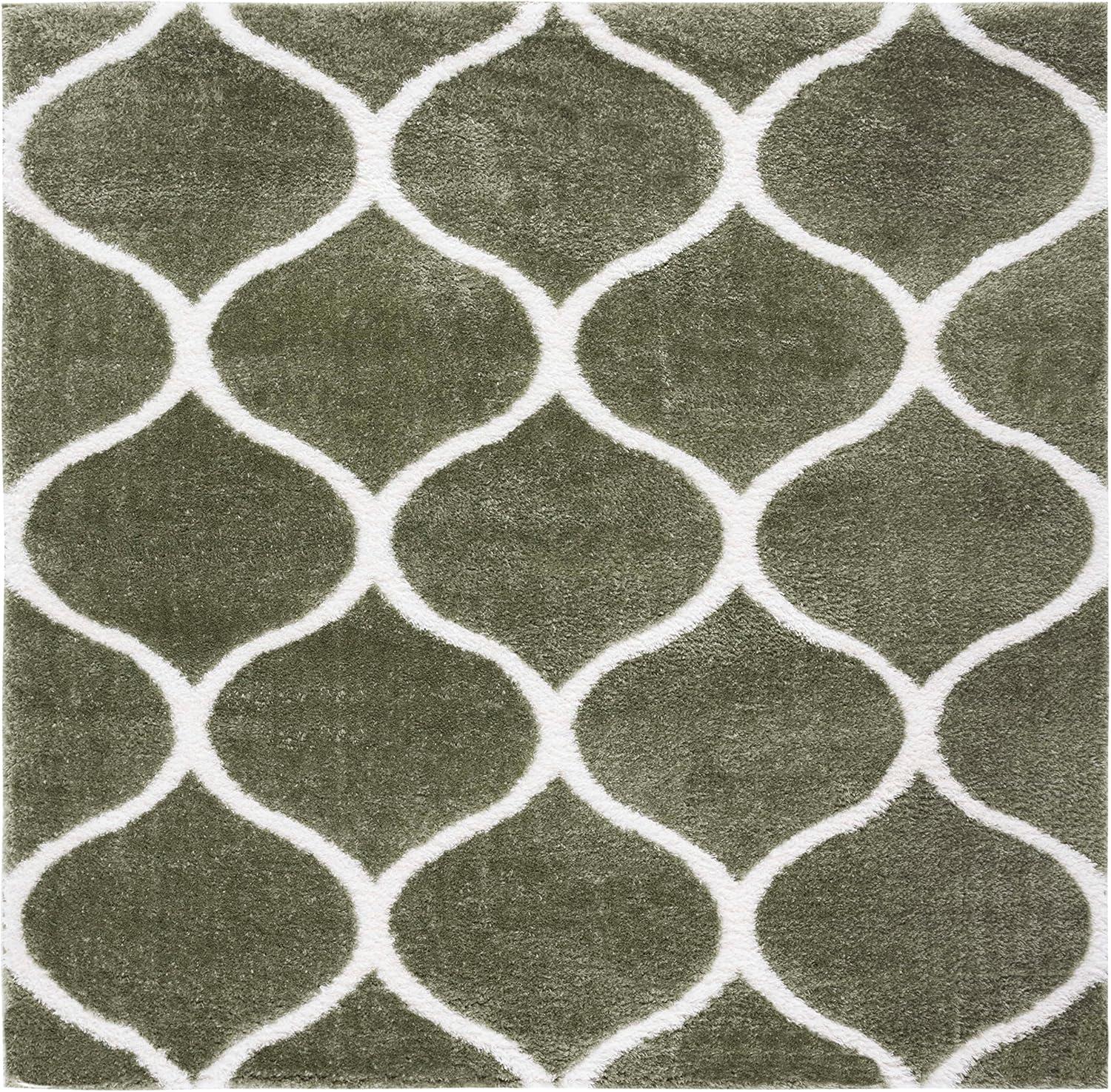 image:imageSAFAVIEH Area Rug 8x10 Tahoe Shag Collection Large Silver amp White Trellis Pattern NonShedding amp Easy Cleaning Plush Thick Pile Ideal for Living Room Bedroom Dining Space THO677GSageWhite