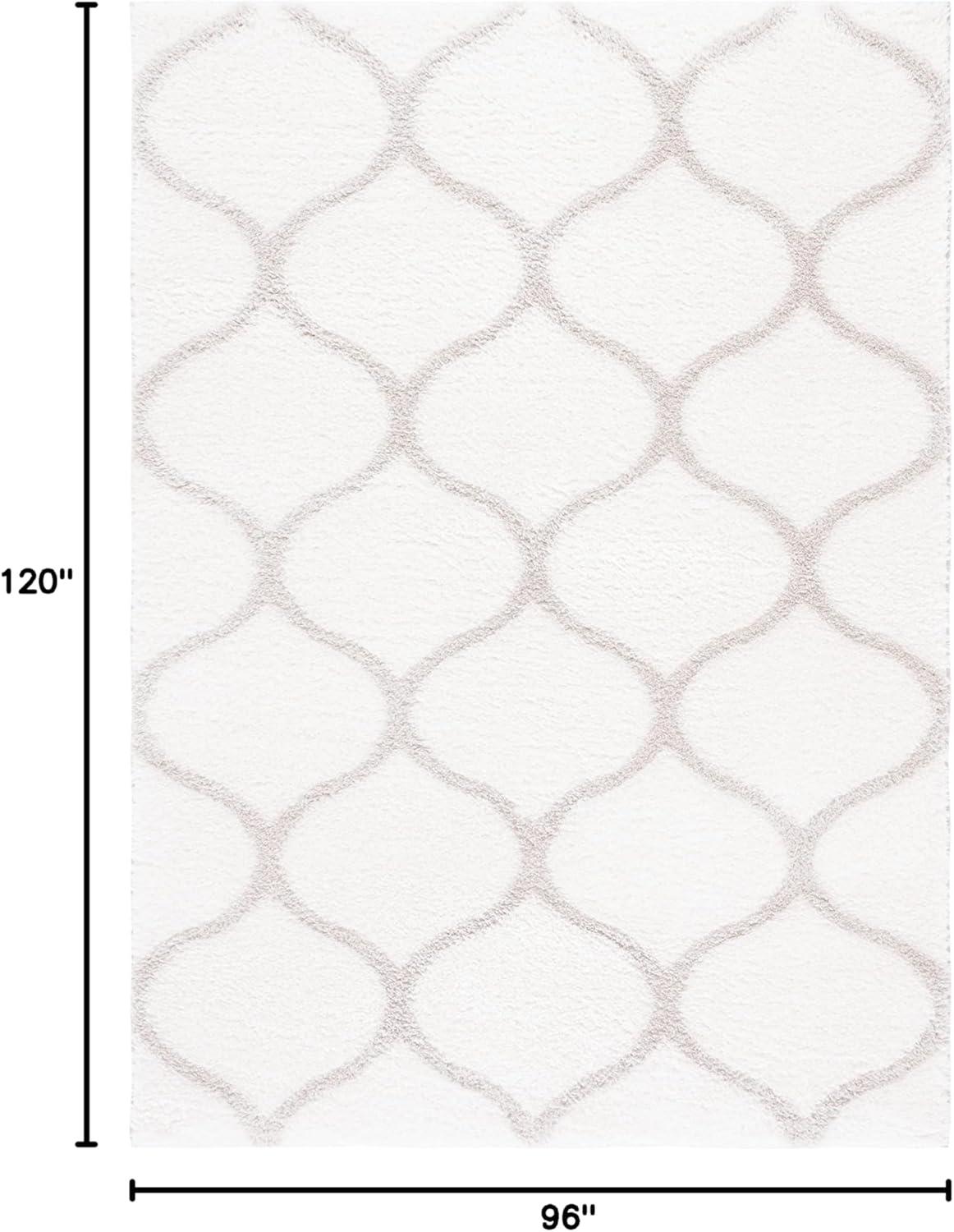 image:imageSAFAVIEH Area Rug 8x10 Tahoe Shag Collection Large Silver amp White Trellis Pattern NonShedding amp Easy Cleaning Plush Thick Pile Ideal for Living Room Bedroom Dining Space THO677GWhiteSilver
